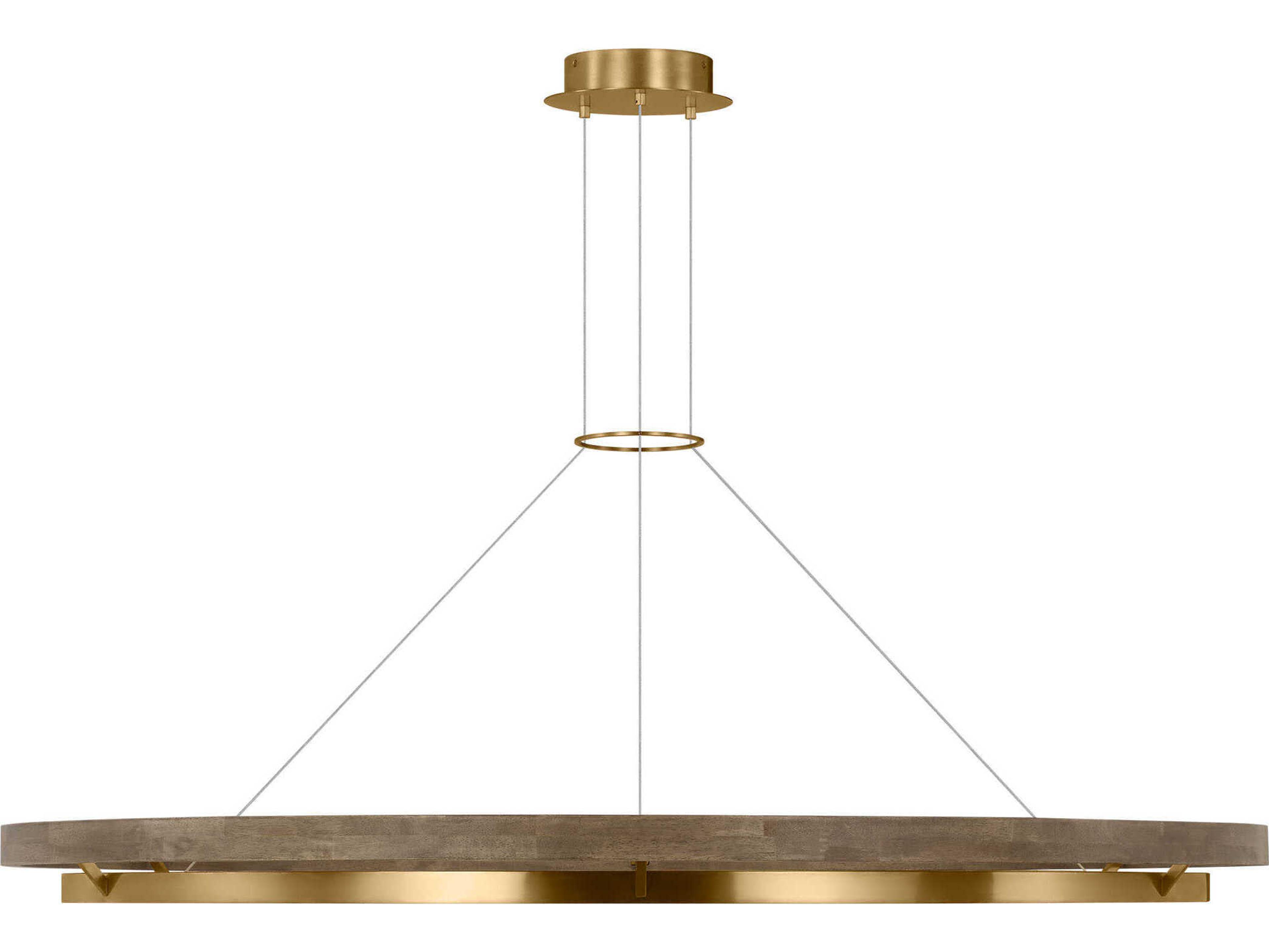 Visual Comfort Modern Grace 1-Light Natural Brass Weathered Oak Round Pendant