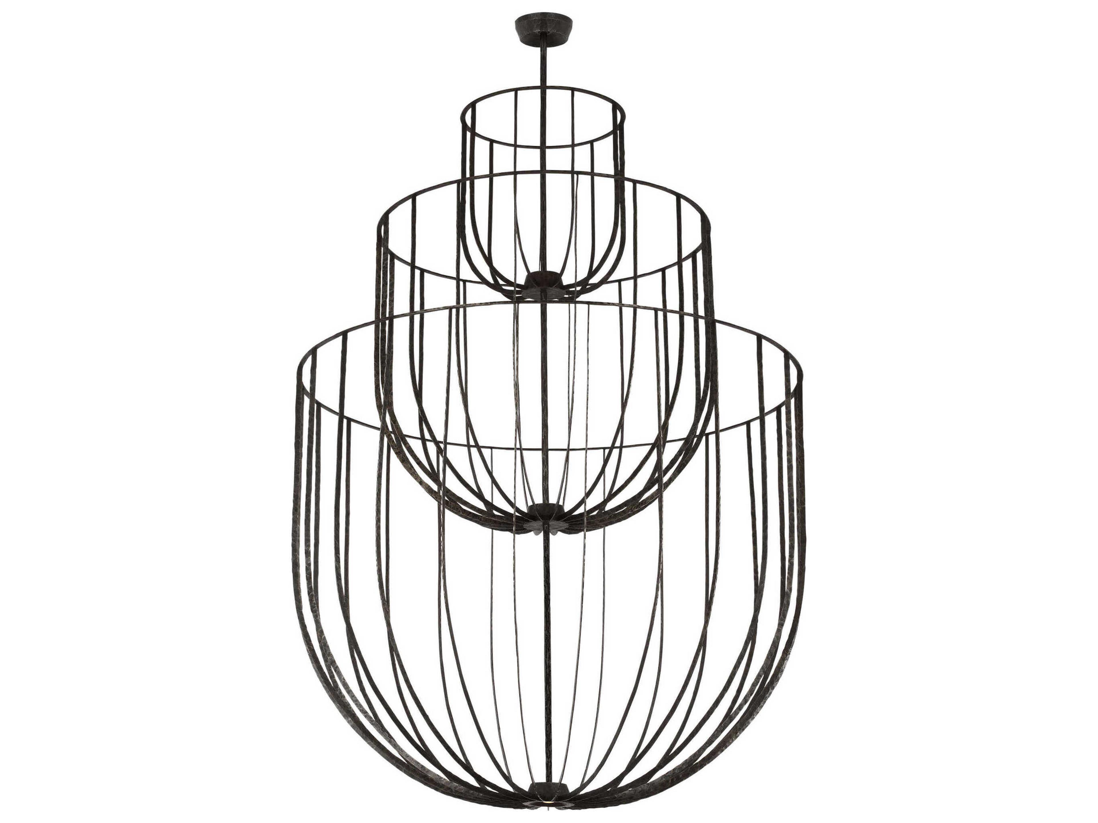 Visual Comfort Modern Sanchi 4-Light Aged Iron Gray Tiered Chandelier