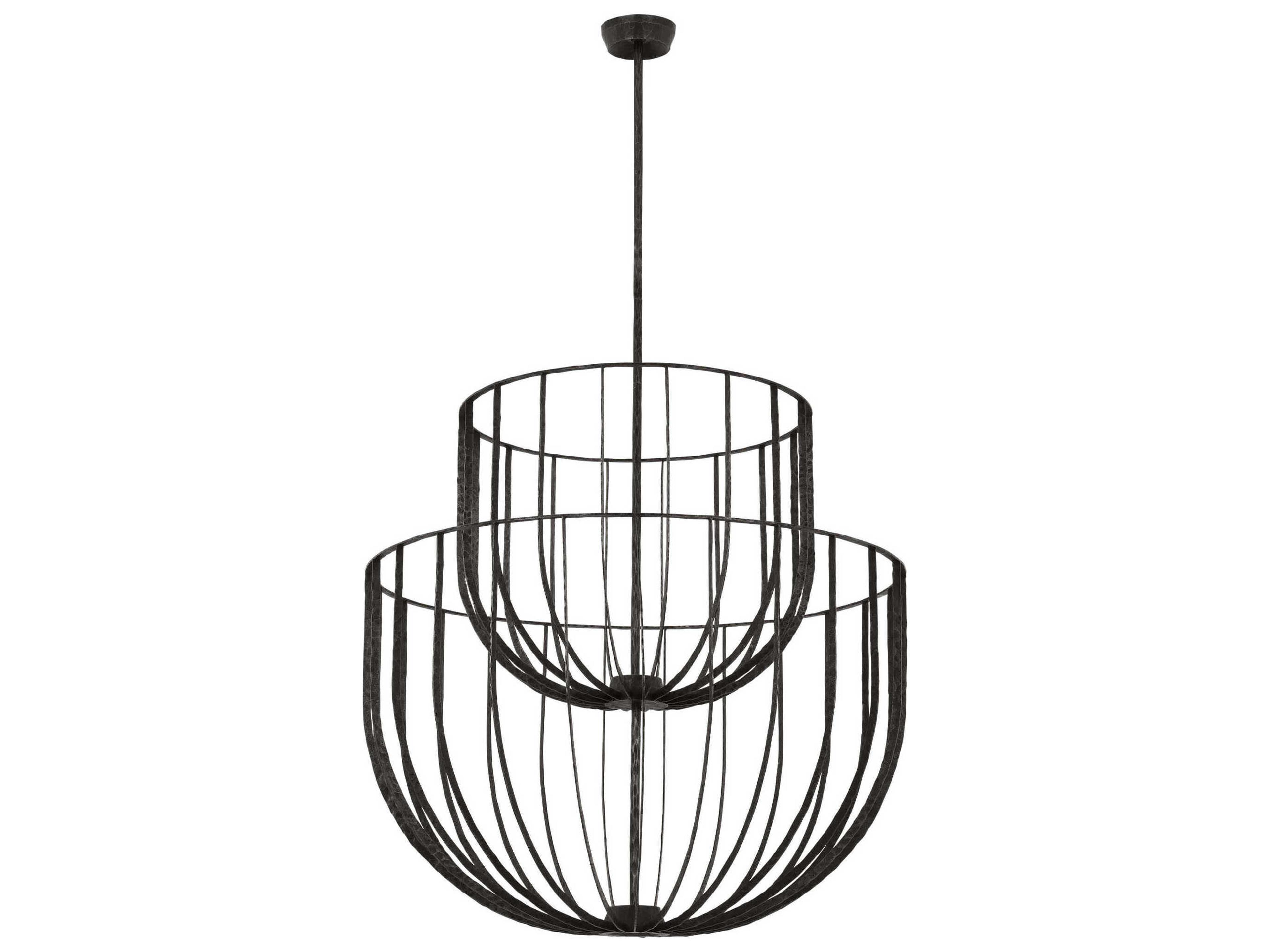 Visual Comfort Modern Sanchi 3-Light Aged Iron Gray Tiered Chandelier