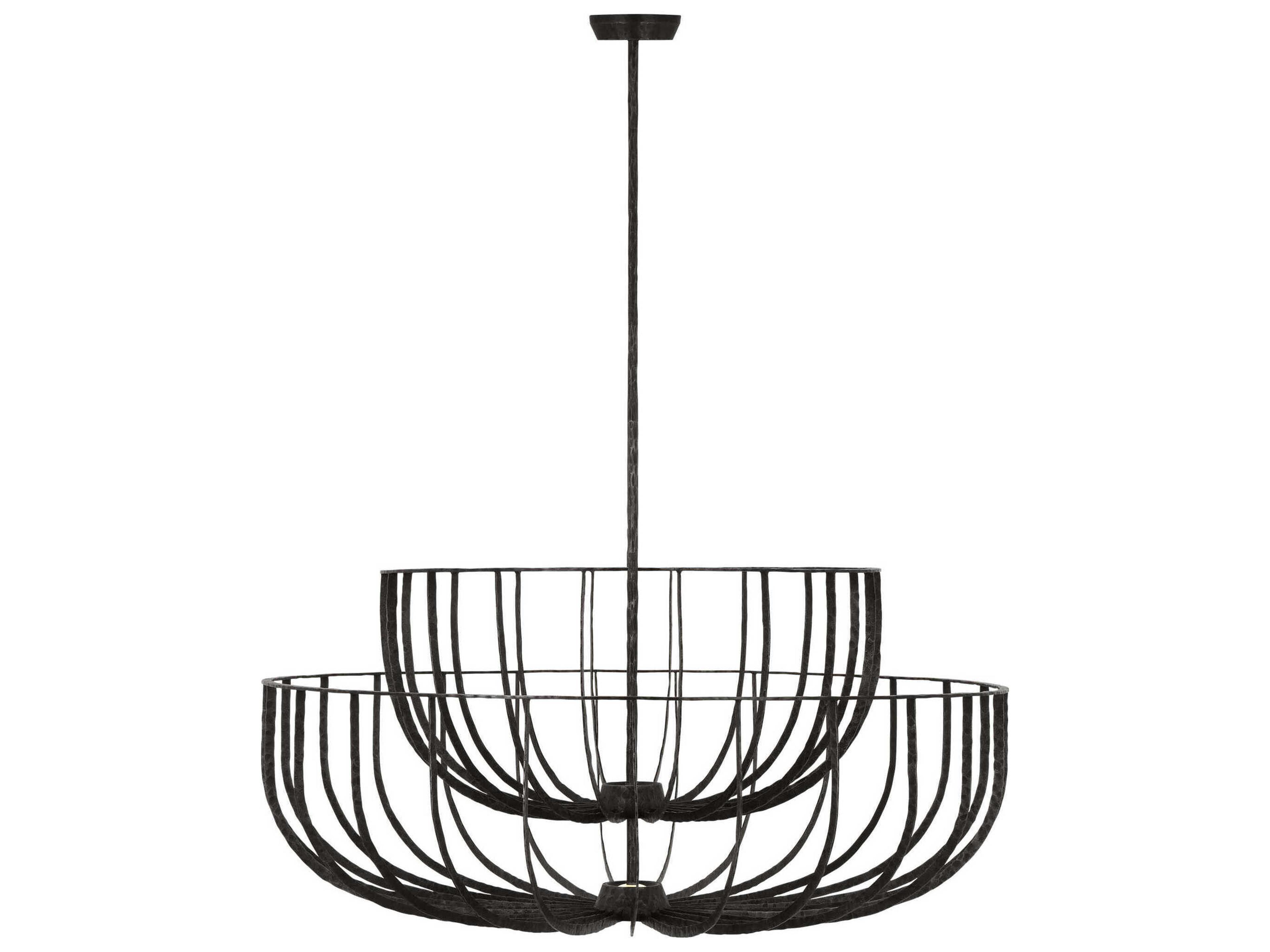 Visual Comfort Modern Sanchi 3-Light Aged Iron Gray Tiered Chandelier