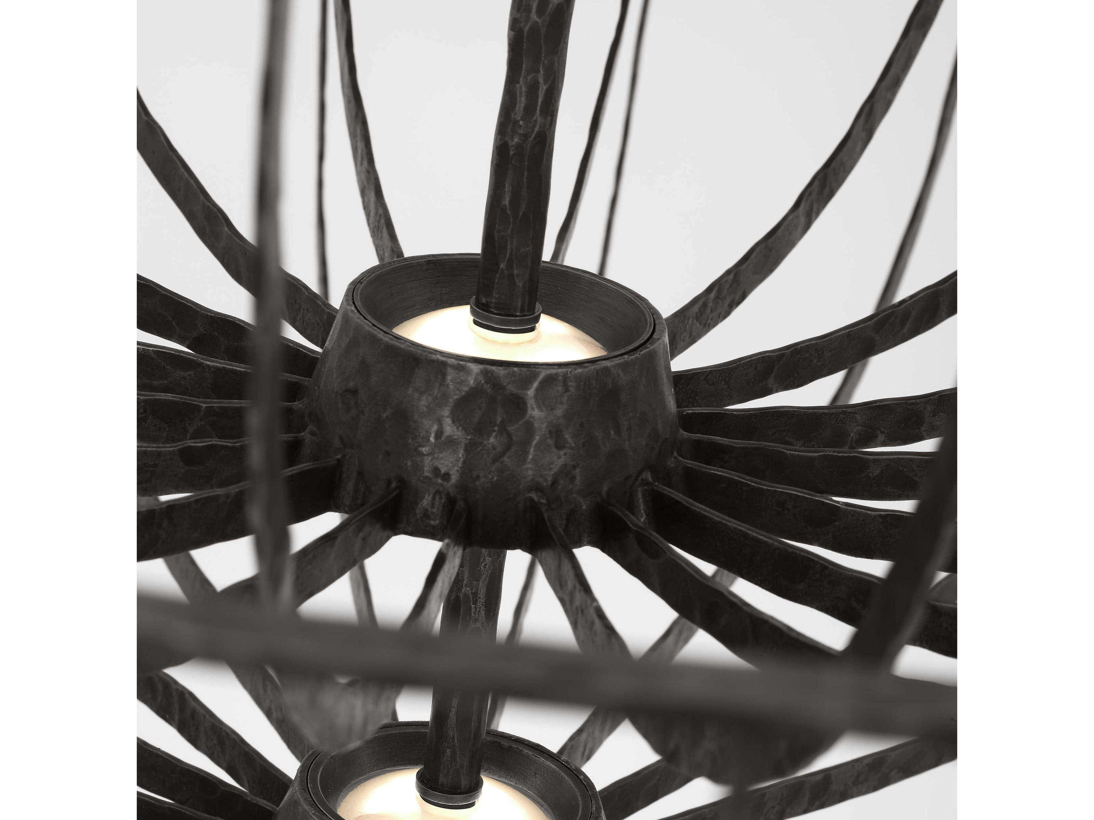 Visual Comfort Modern Sanchi 3-Light Aged Iron Gray Tiered Chandelier