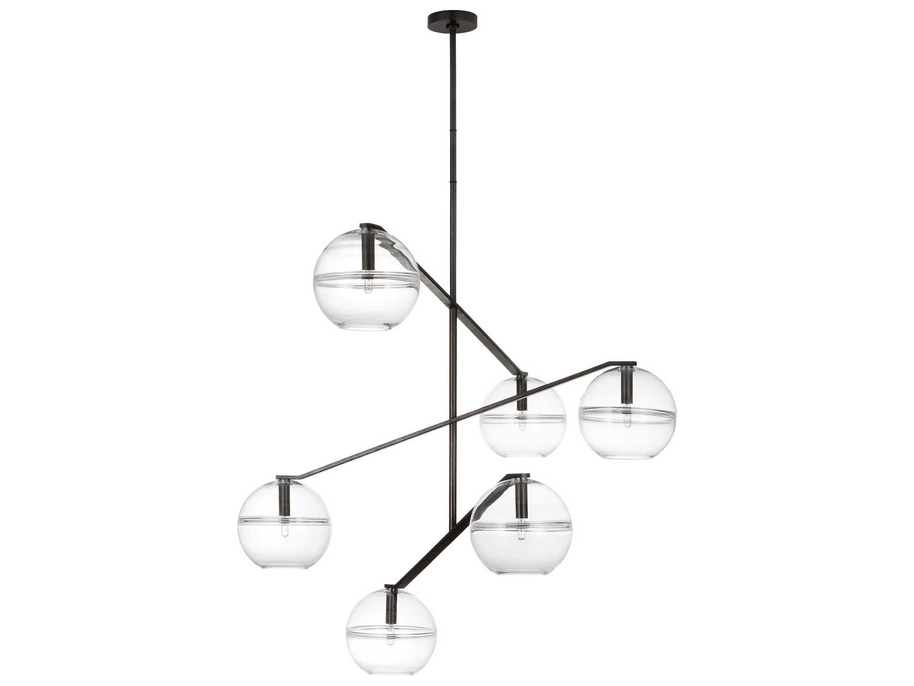 Visual Comfort Modern Lowing 6-Light White Black Globe Chandelier