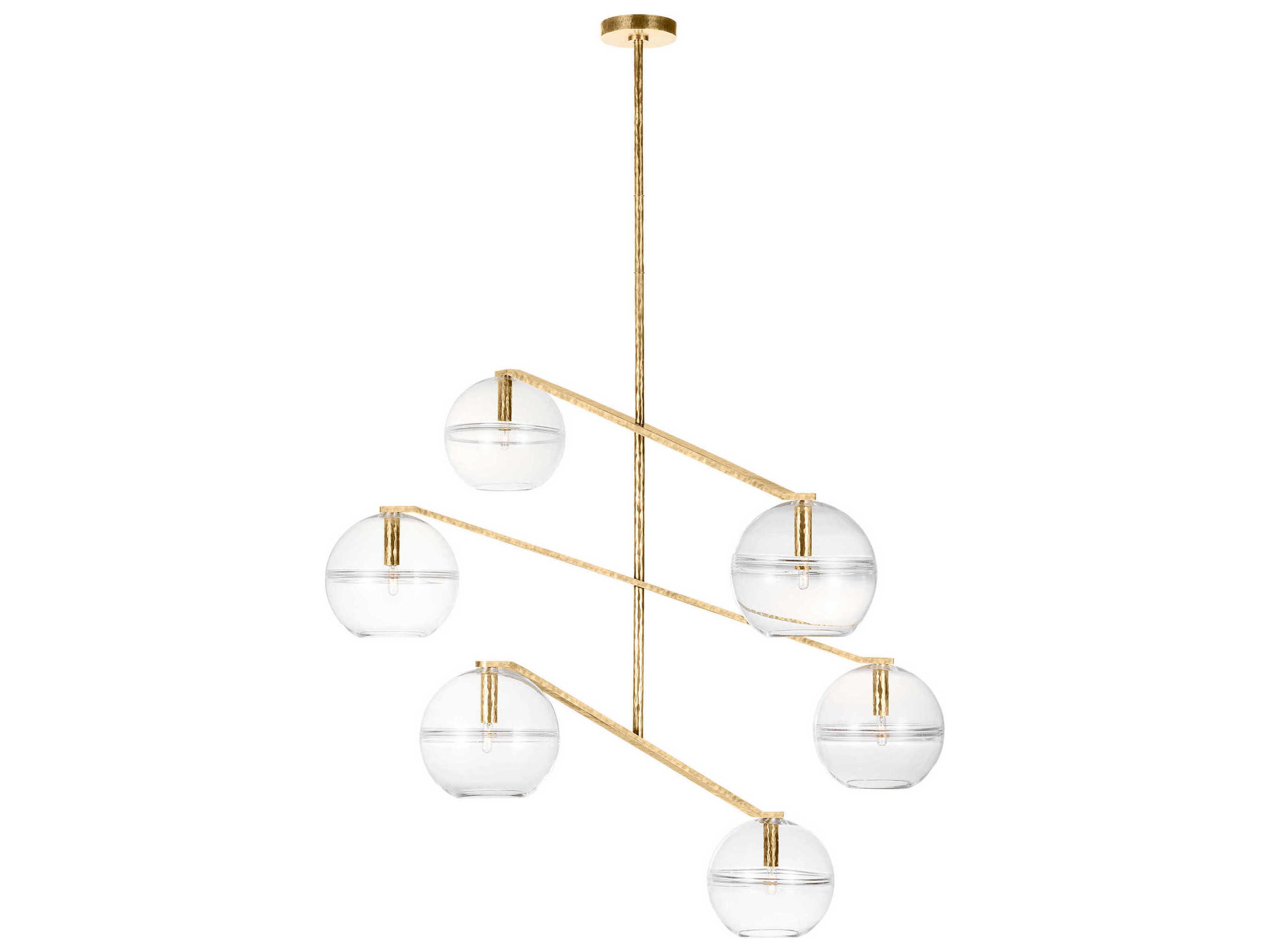 Visual Comfort Modern Lowing 6-Light Polished Antique Brass Globe Tiered Chandelier