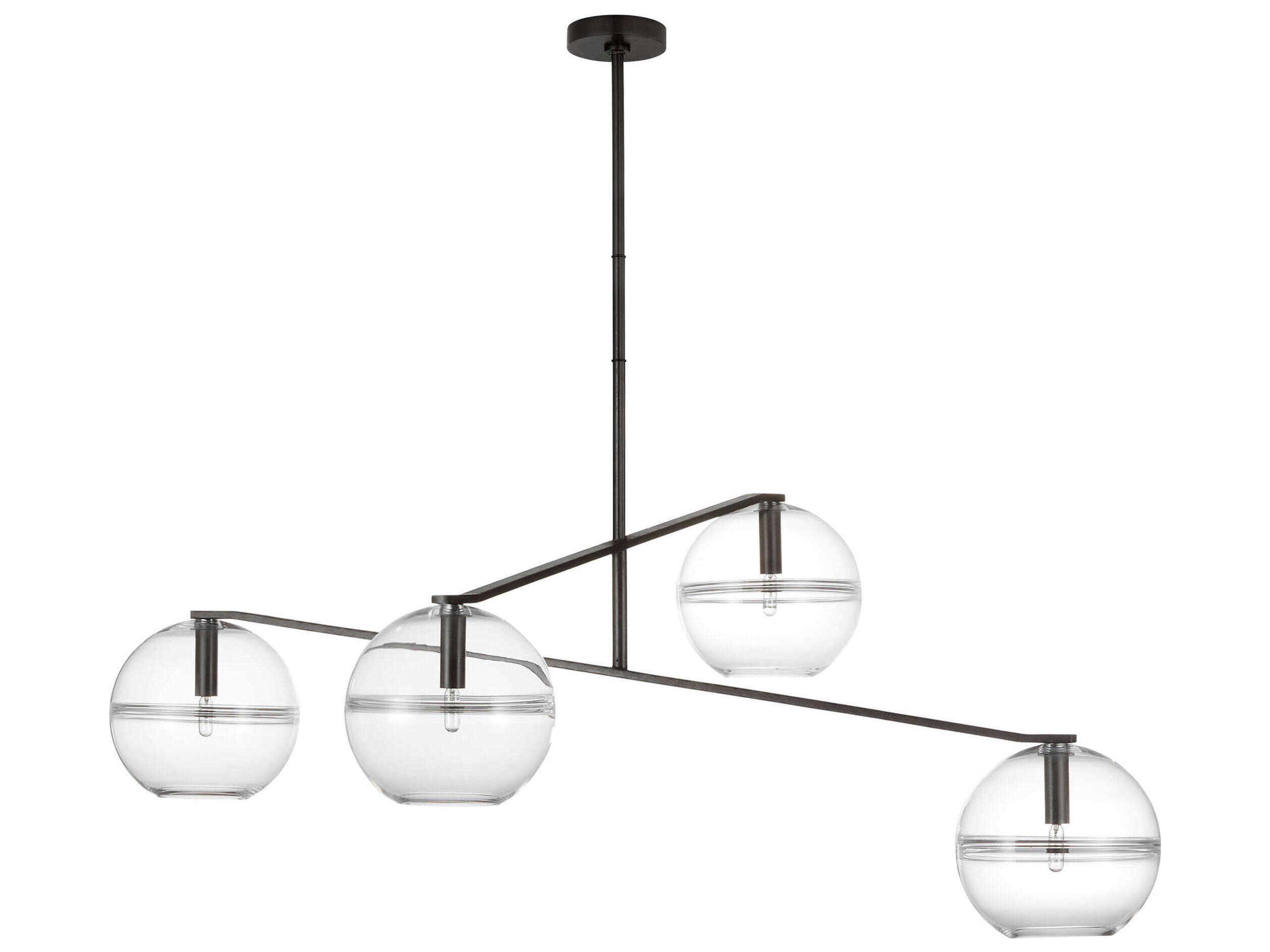 Visual Comfort Modern Lowing 4-Light White Black Globe Chandelier