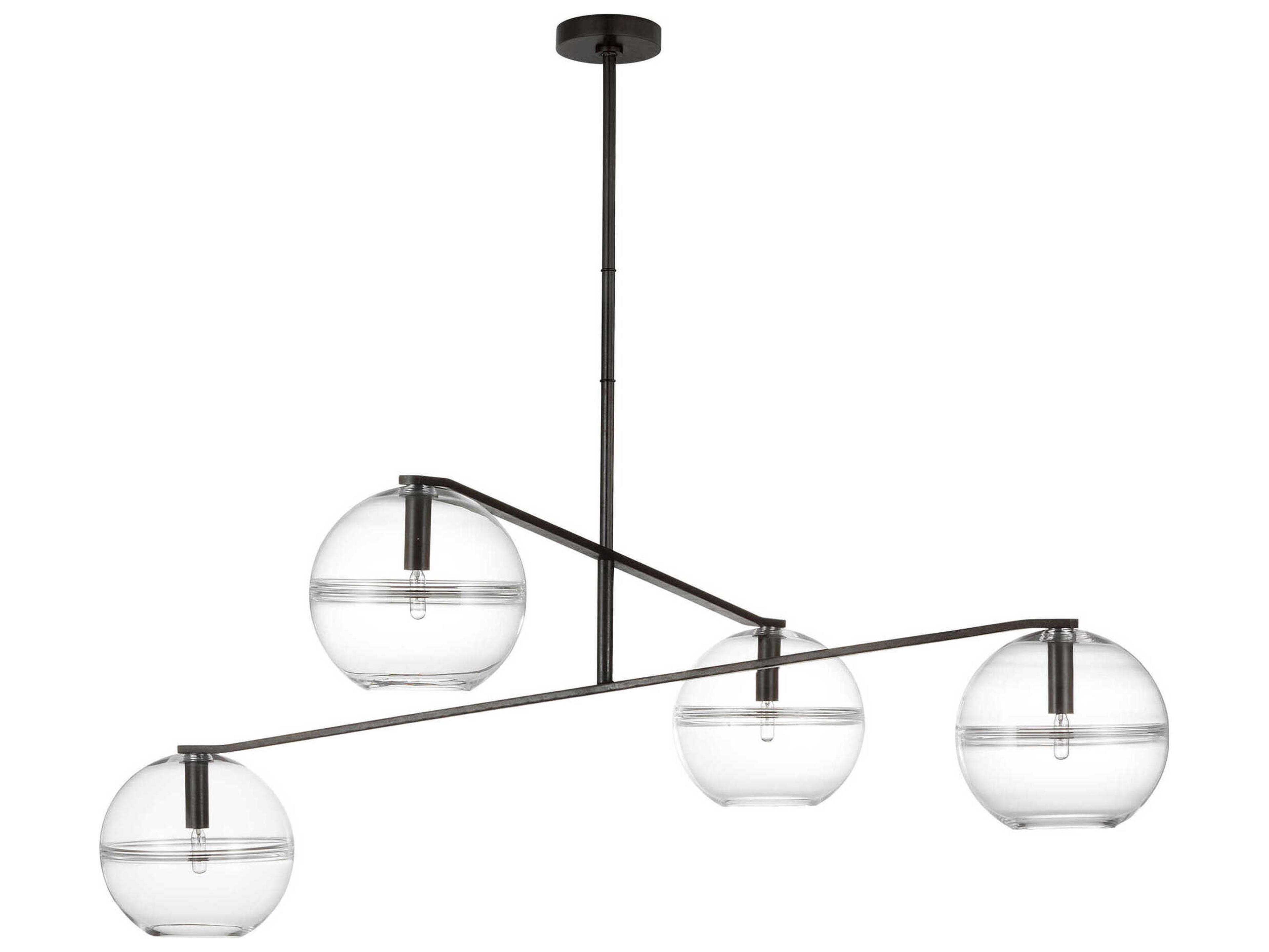 Visual Comfort Modern Lowing 4-Light White Black Globe Chandelier