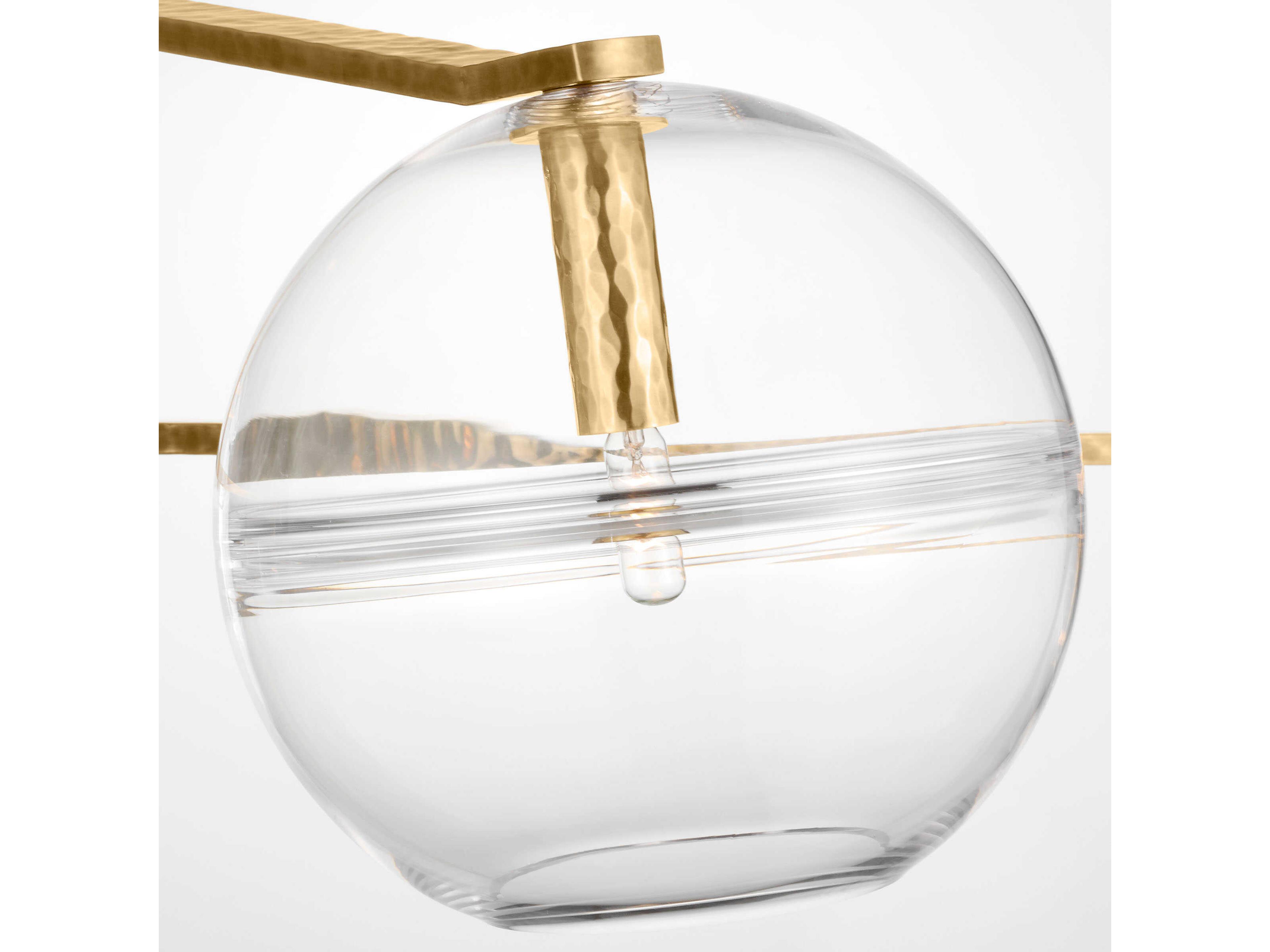 Visual Comfort Modern Lowing 4-Light Polished Antique Brass Globe Tiered Chandelier