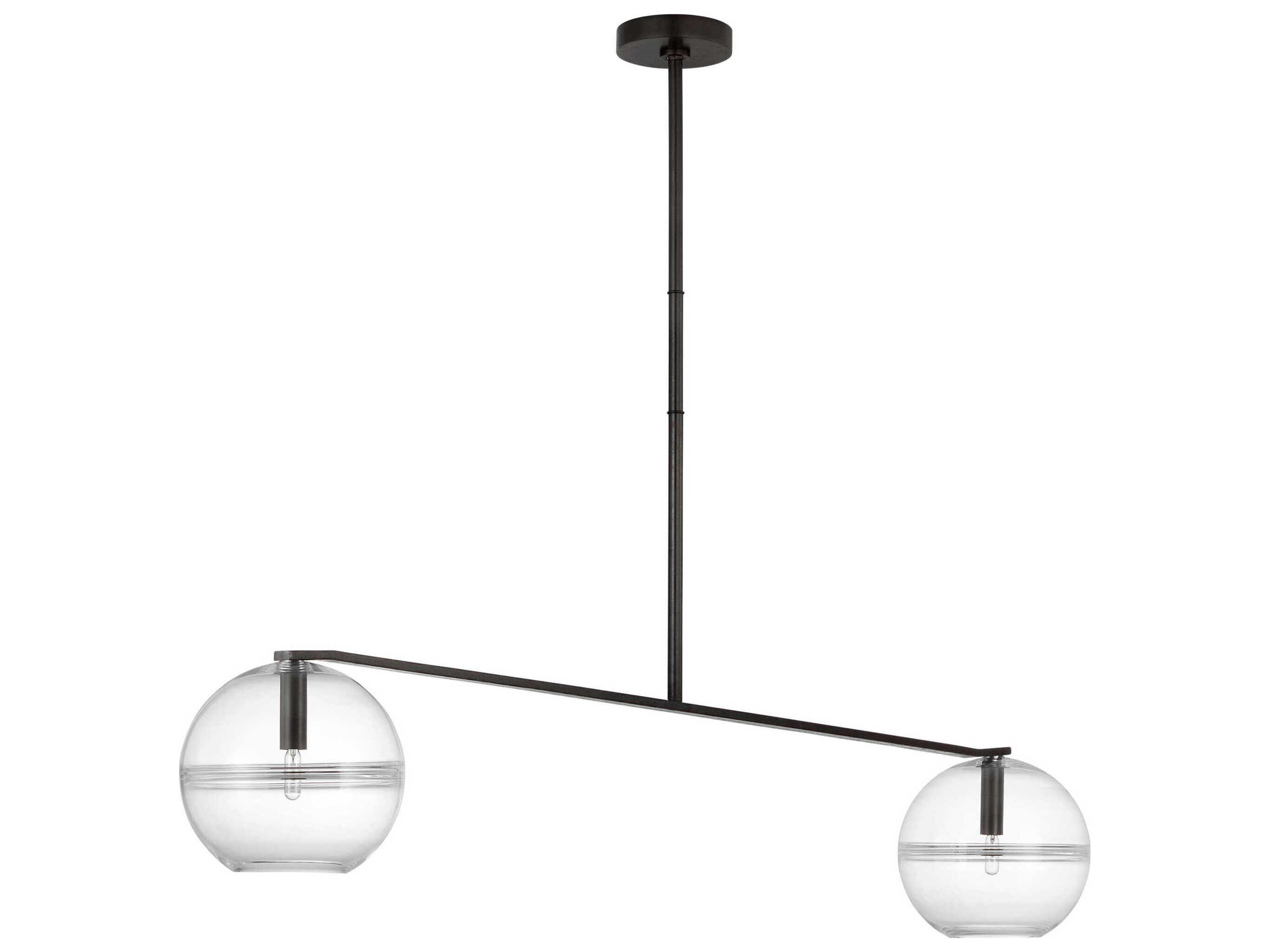 Visual Comfort Modern Lowing 2-Light White Black Globe Island Pendant