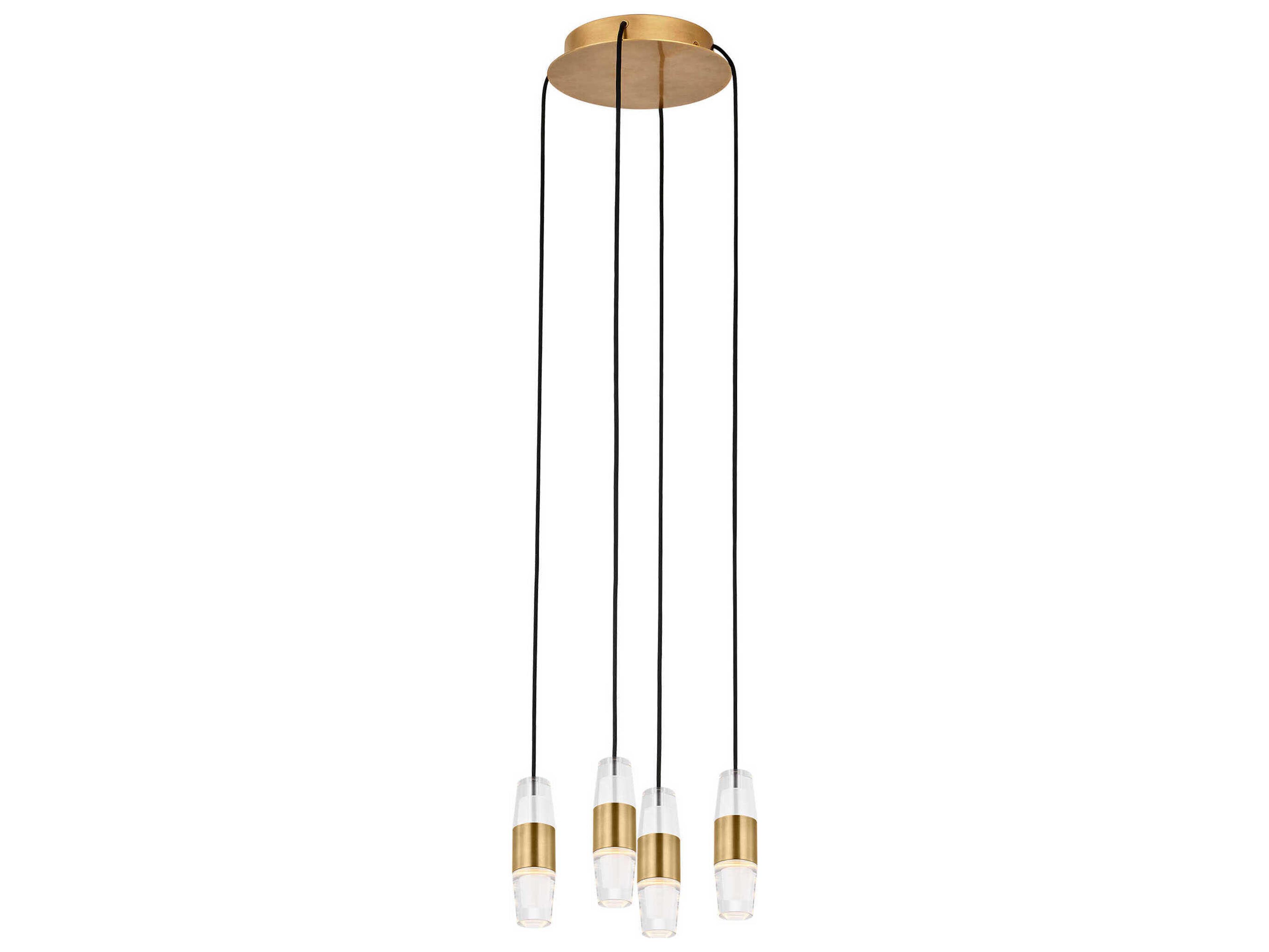 Visual Comfort Modern Lassell 4-Light Natural Brass Mini Pendant