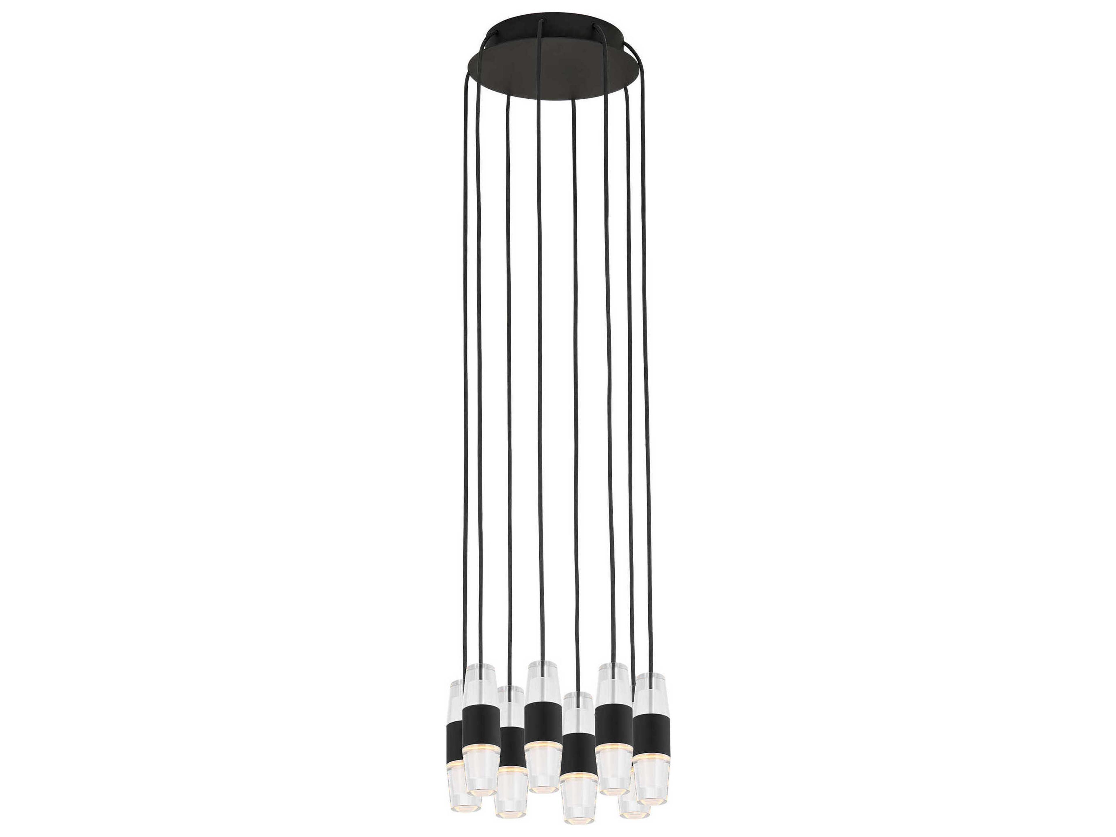 Visual Comfort Modern Lassell 8-Light Nightshade Black LED Cylinder Mini Pendant