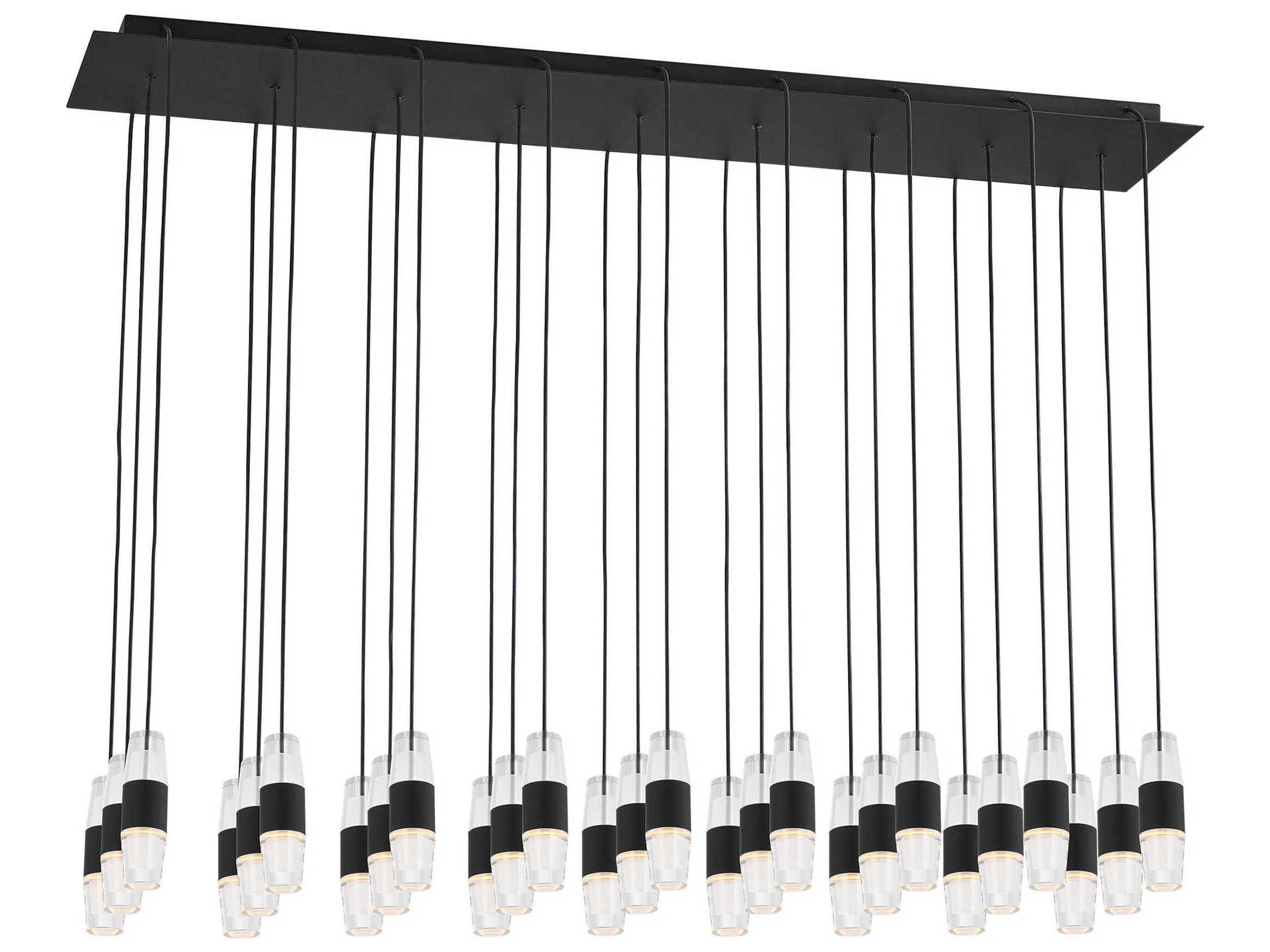 Lassell 27-Light Nightshade Black LED Cylinder Linear Island Pendant