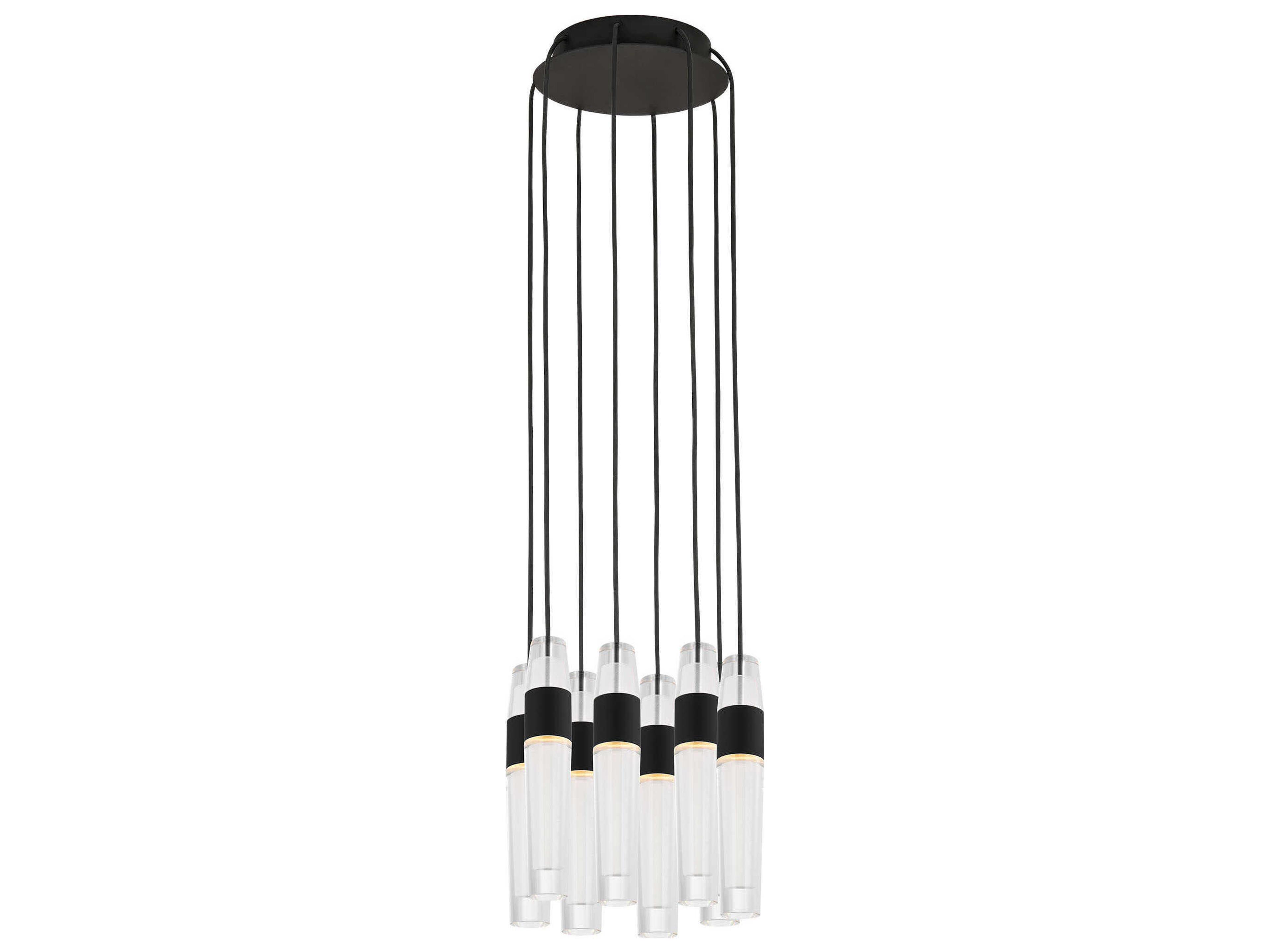 Visual Comfort Modern Lassell 8-Light Nightshade Black LED Cylinder Mini Pendant