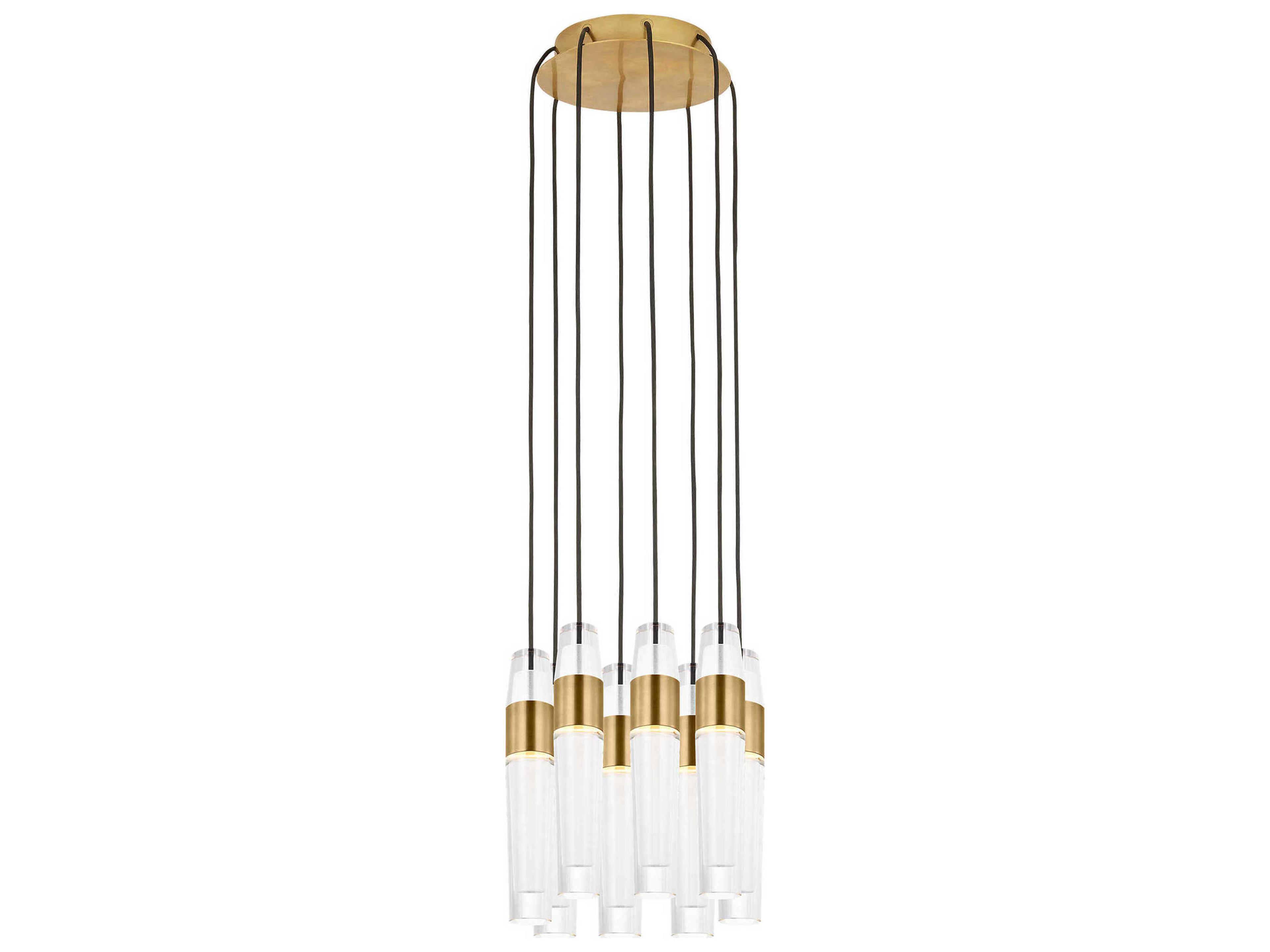 Visual Comfort Modern Lassell 8-Light Natural Brass Mini Pendant
