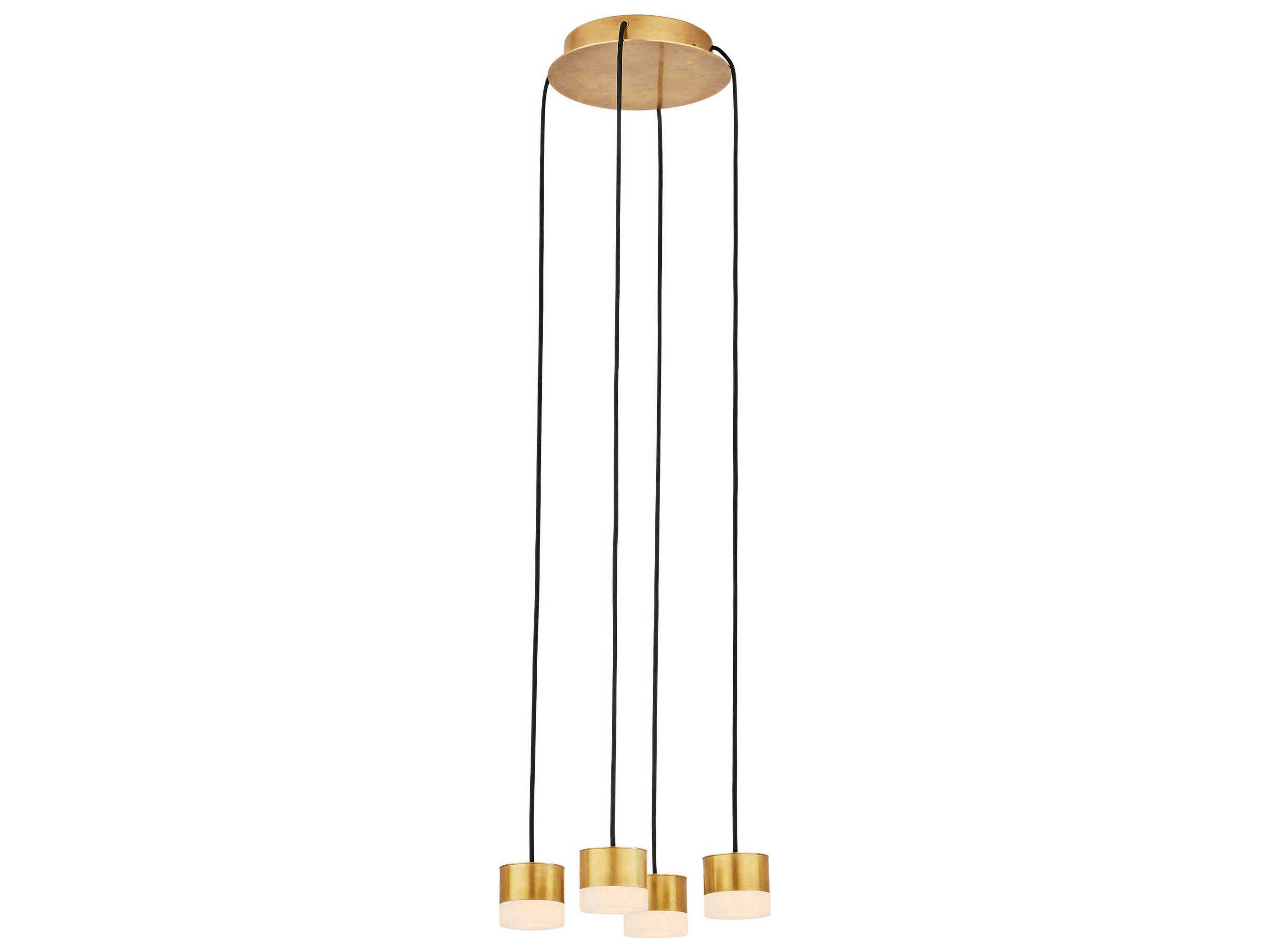 Visual Comfort Modern Gable 4-Light Hand Rubbed Antique Brass Mini Pendant