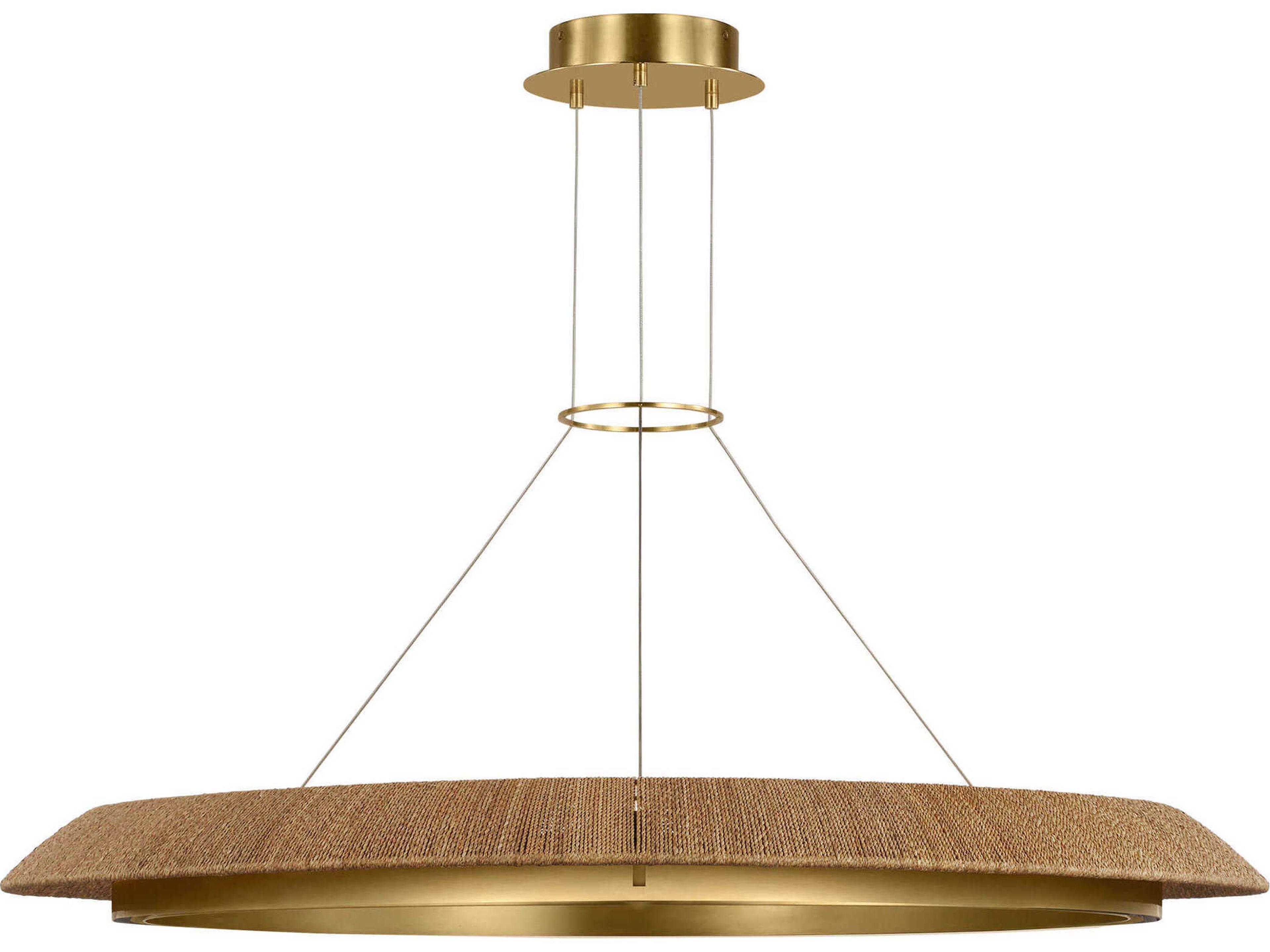 Visual Comfort Modern Noa 1-Light Hand Rubbed Antique Brass Natural Pendant