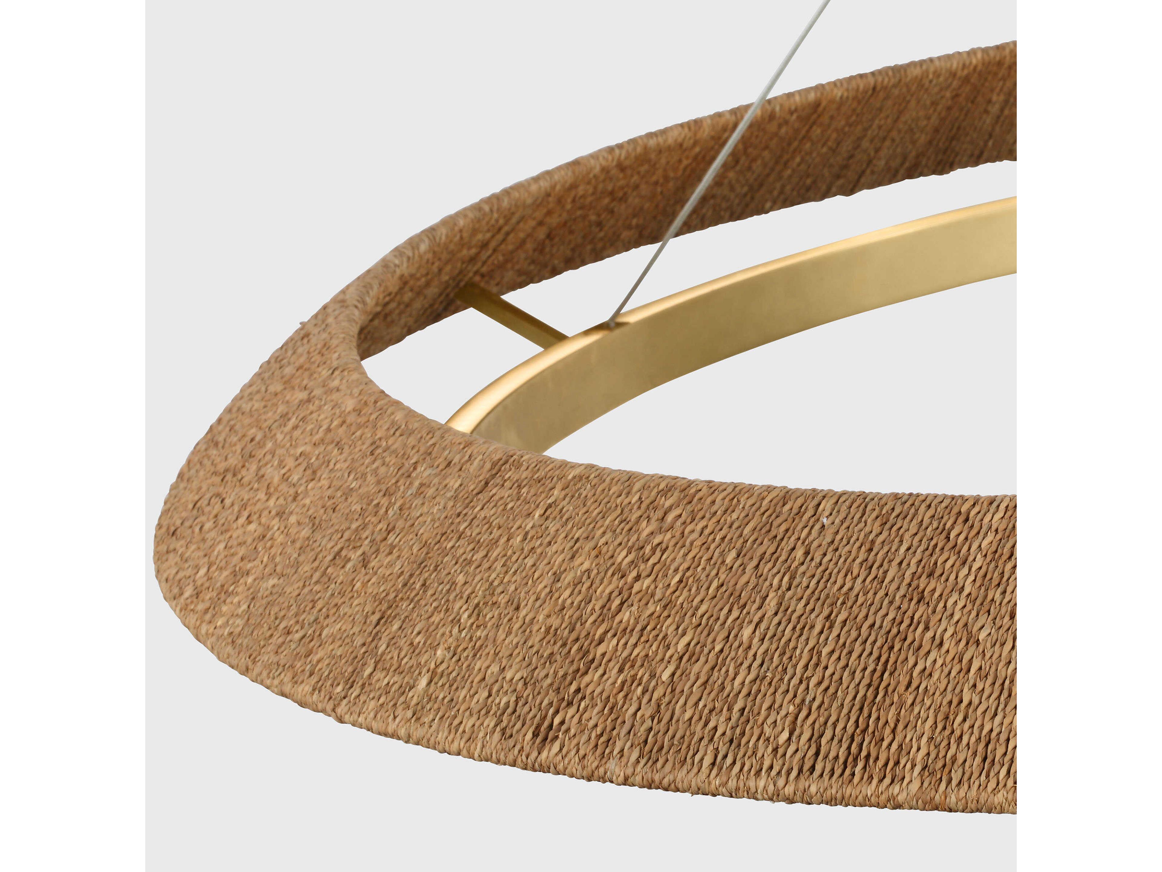 Visual Comfort Modern Noa 1-Light Hand Rubbed Antique Brass Natural Pendant