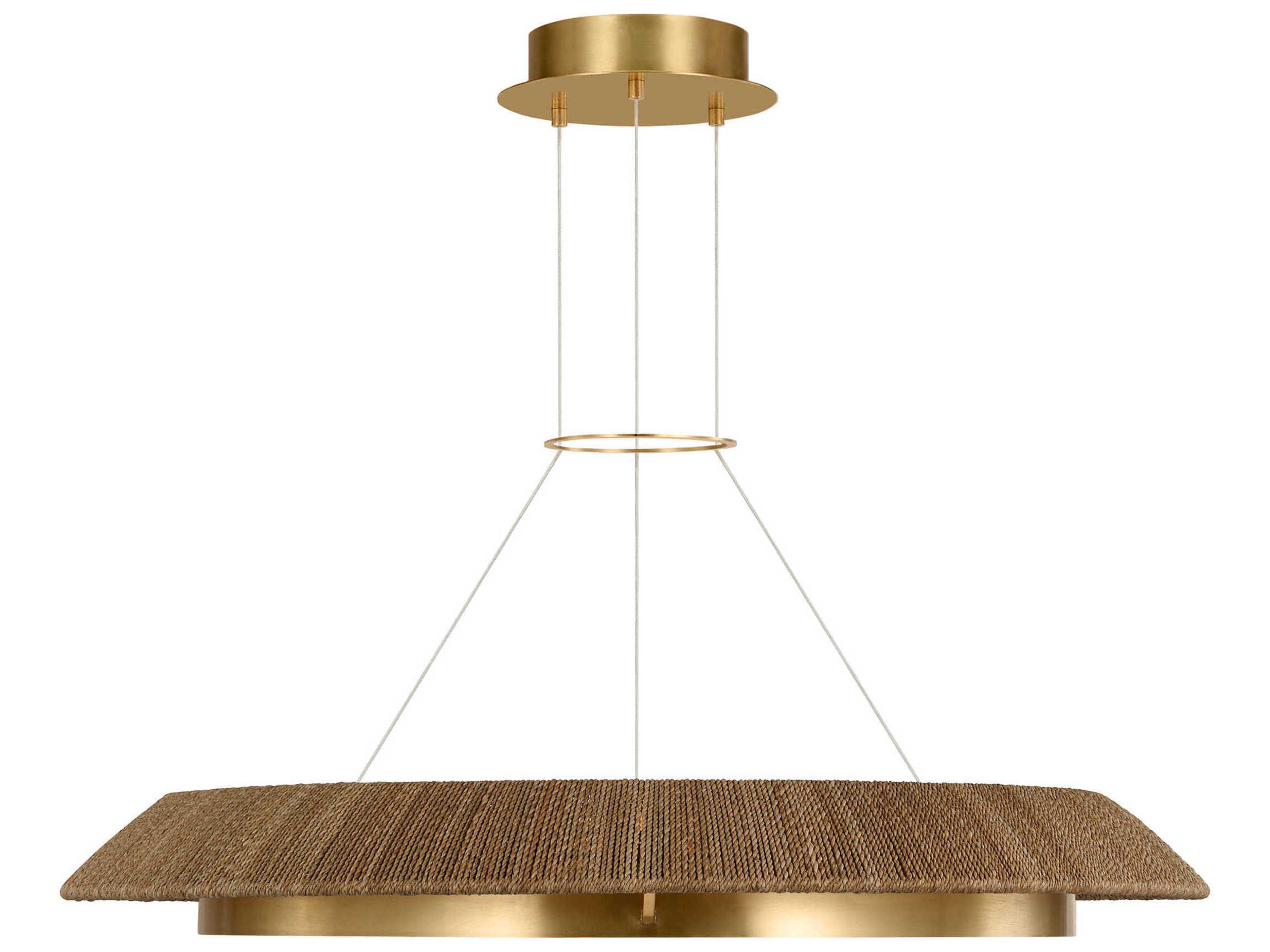 Visual Comfort Modern Noa 1-Light Hand Rubbed Antique Brass Natural Pendant