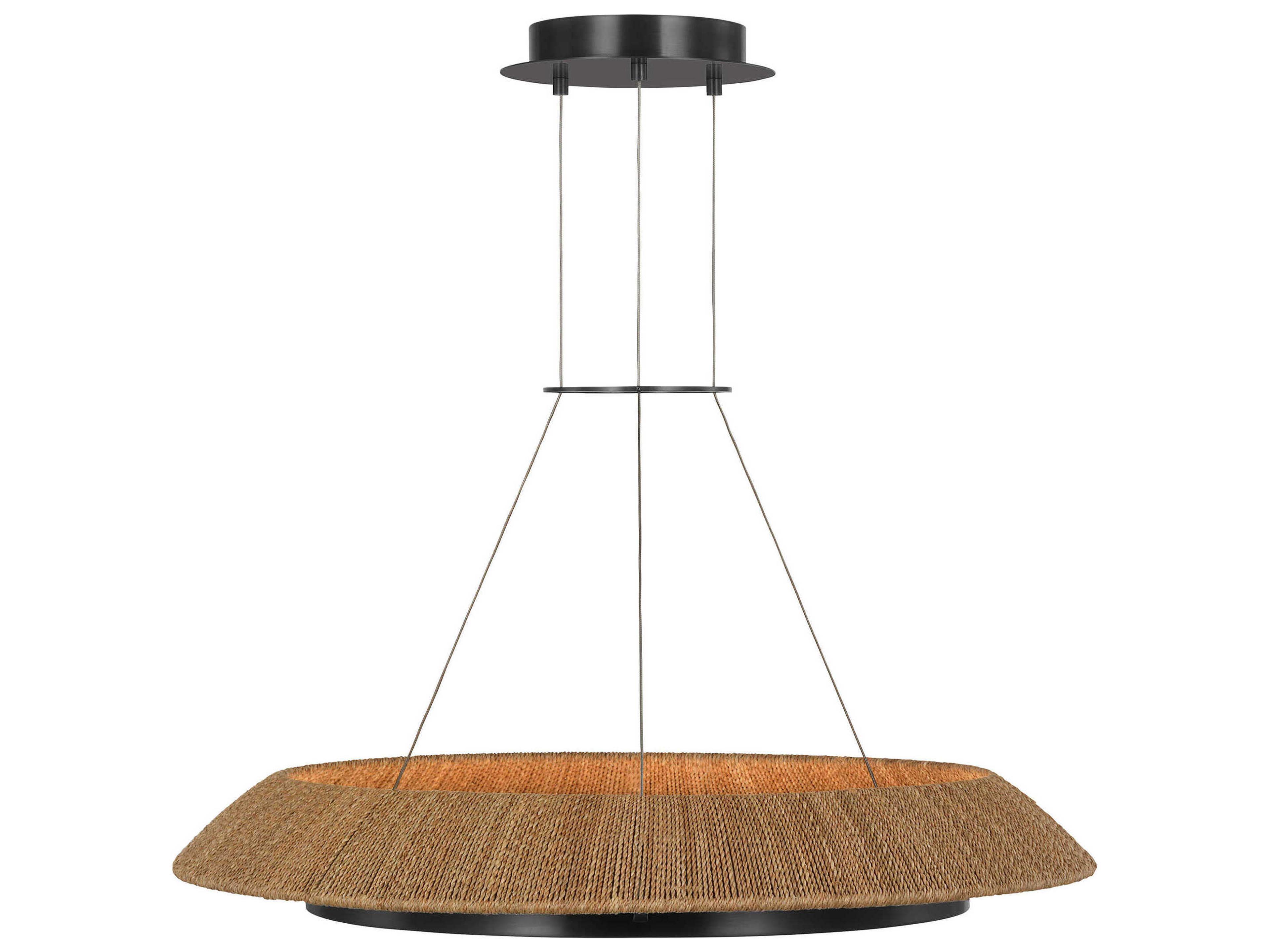 Visual Comfort Modern Noa 1-Light Bronze Natural Pendant