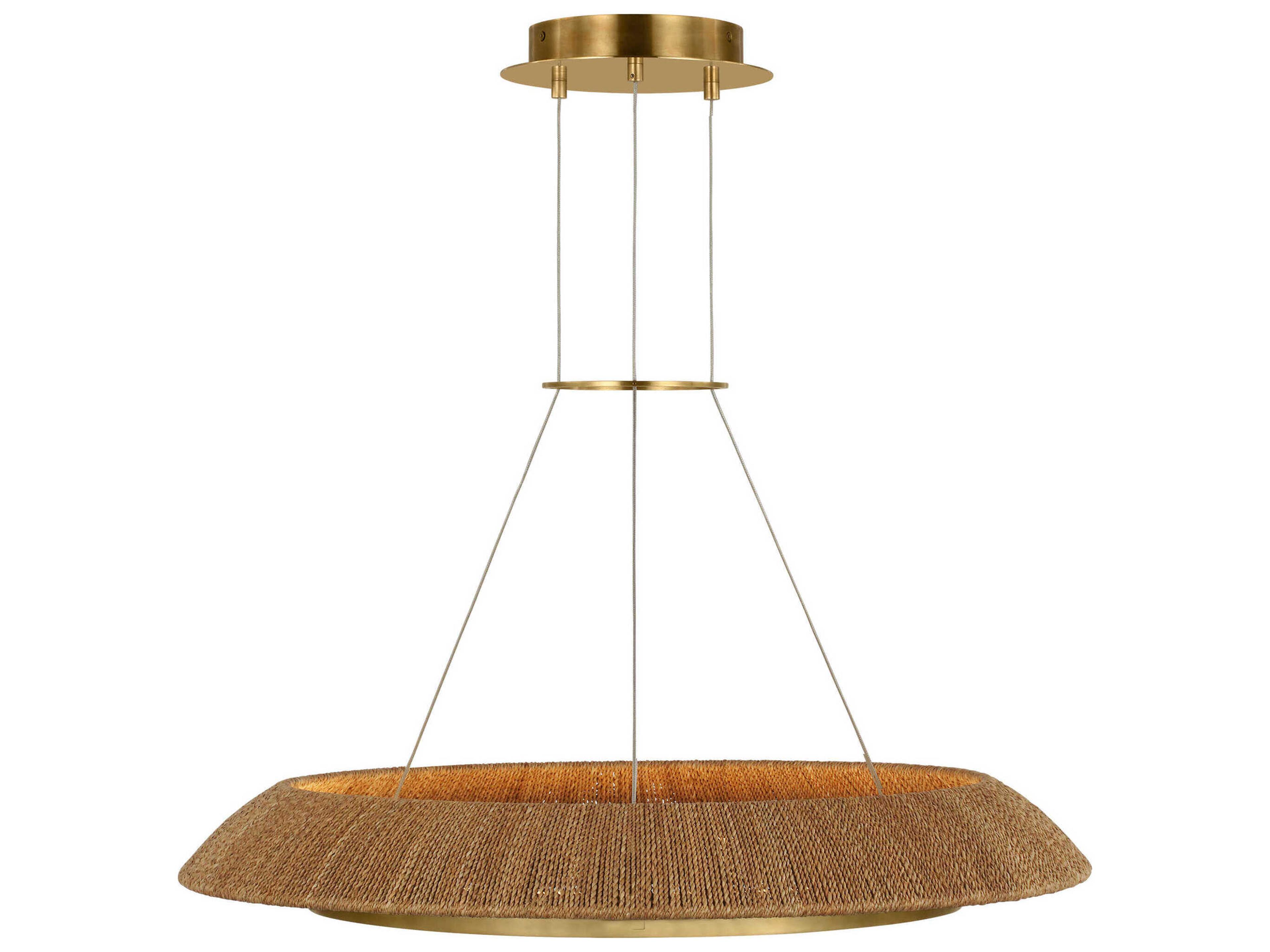 Visual Comfort Modern Noa 1-Light Hand Rubbed Antique Brass Natural Pendant