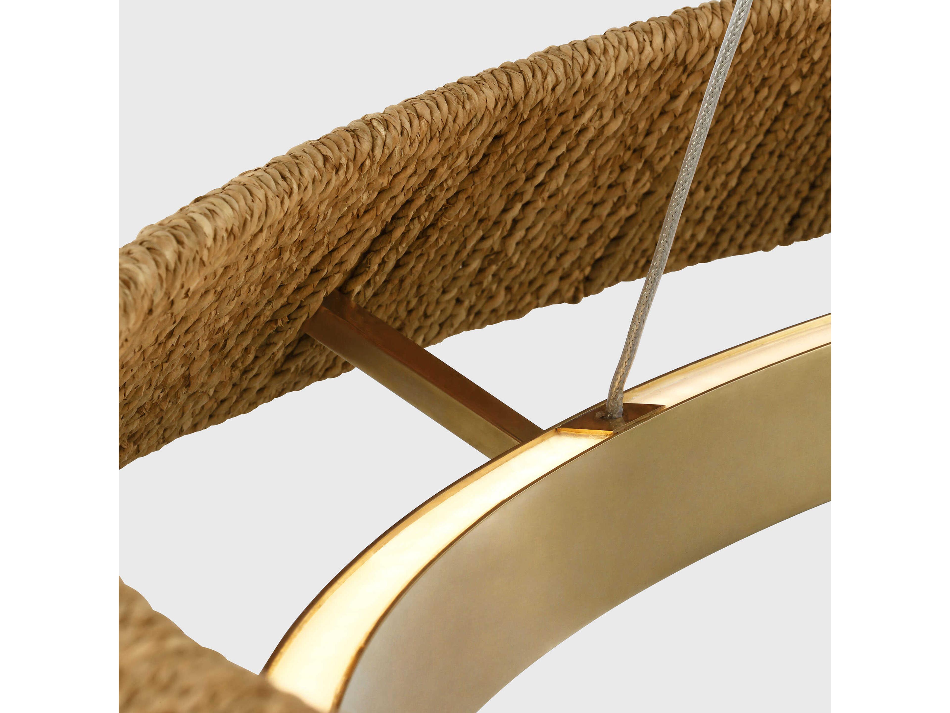 Visual Comfort Modern Noa 1-Light Hand Rubbed Antique Brass Natural Pendant