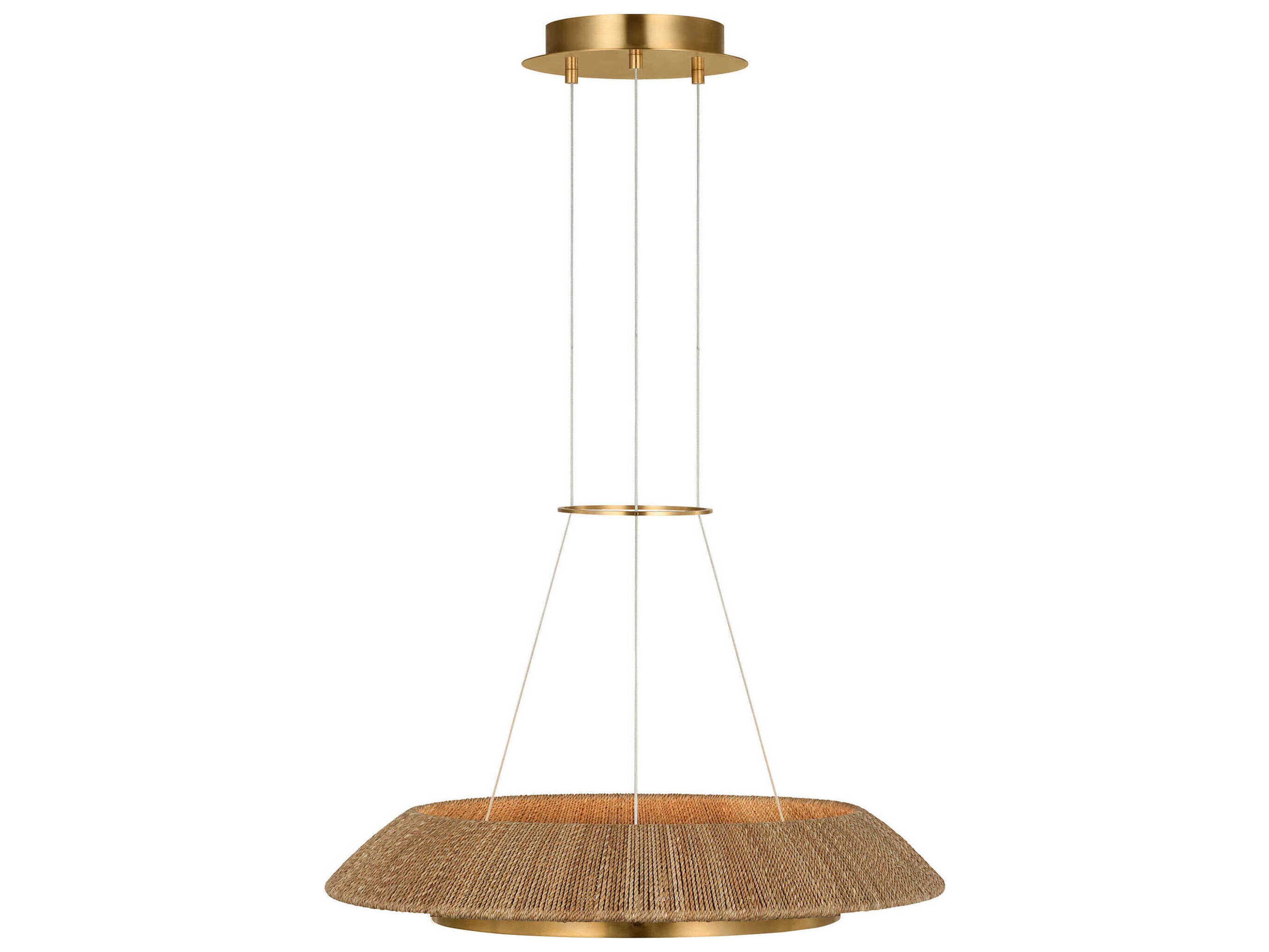 Visual Comfort Modern Noa 1-Light Hand Rubbed Antique Brass Natural Pendant