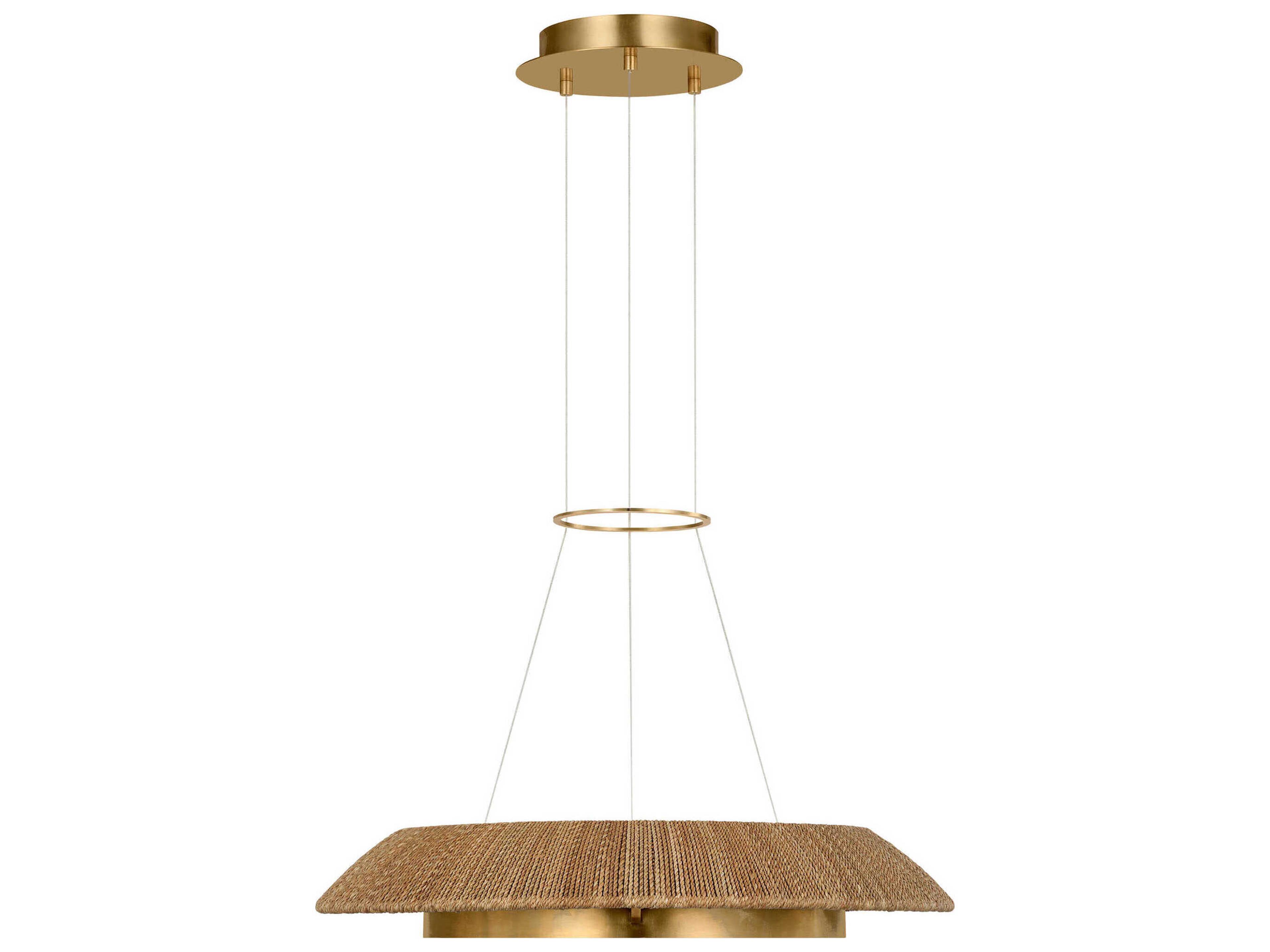Visual Comfort Modern Noa 1-Light Hand Rubbed Antique Brass Natural Pendant
