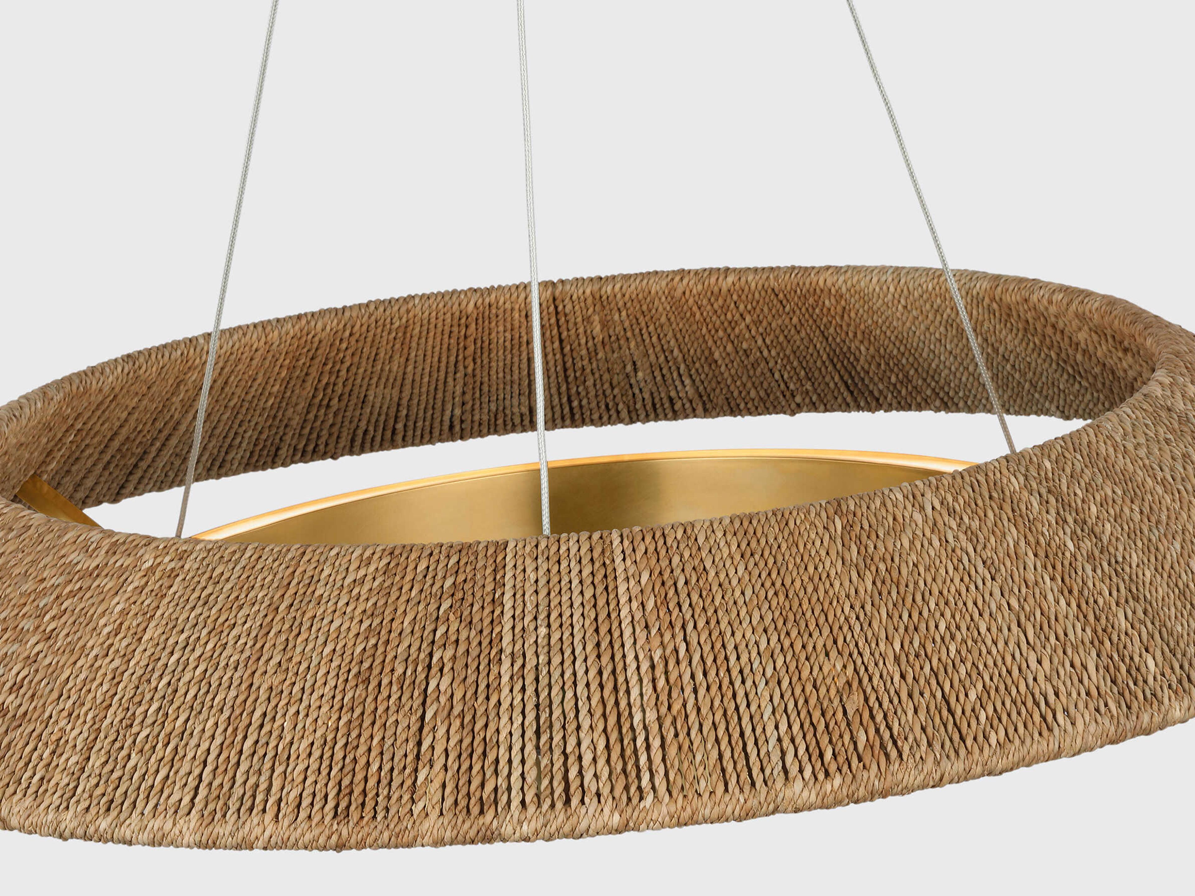 Visual Comfort Modern Noa 1-Light Hand Rubbed Antique Brass Natural Pendant