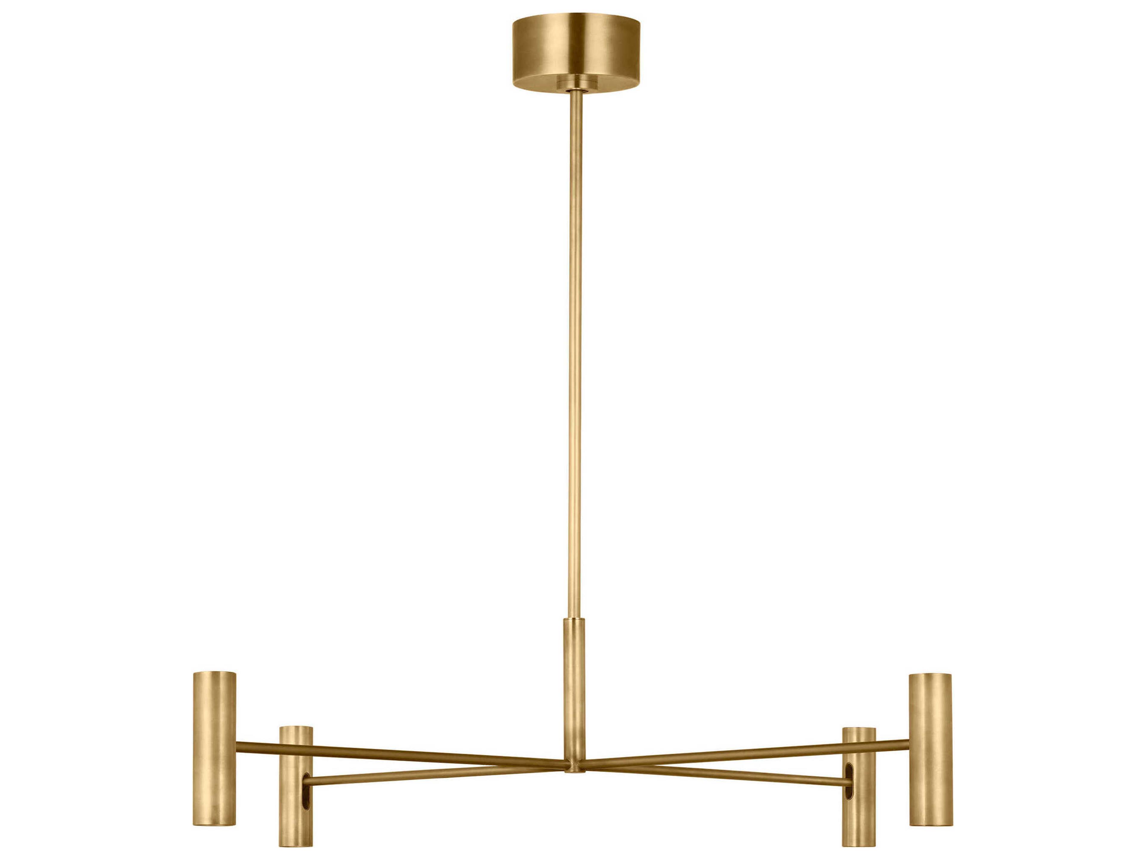 Visual Comfort Modern Ponte 8-Light Hand Rubbed Antique Brass Cylinder Chandelier
