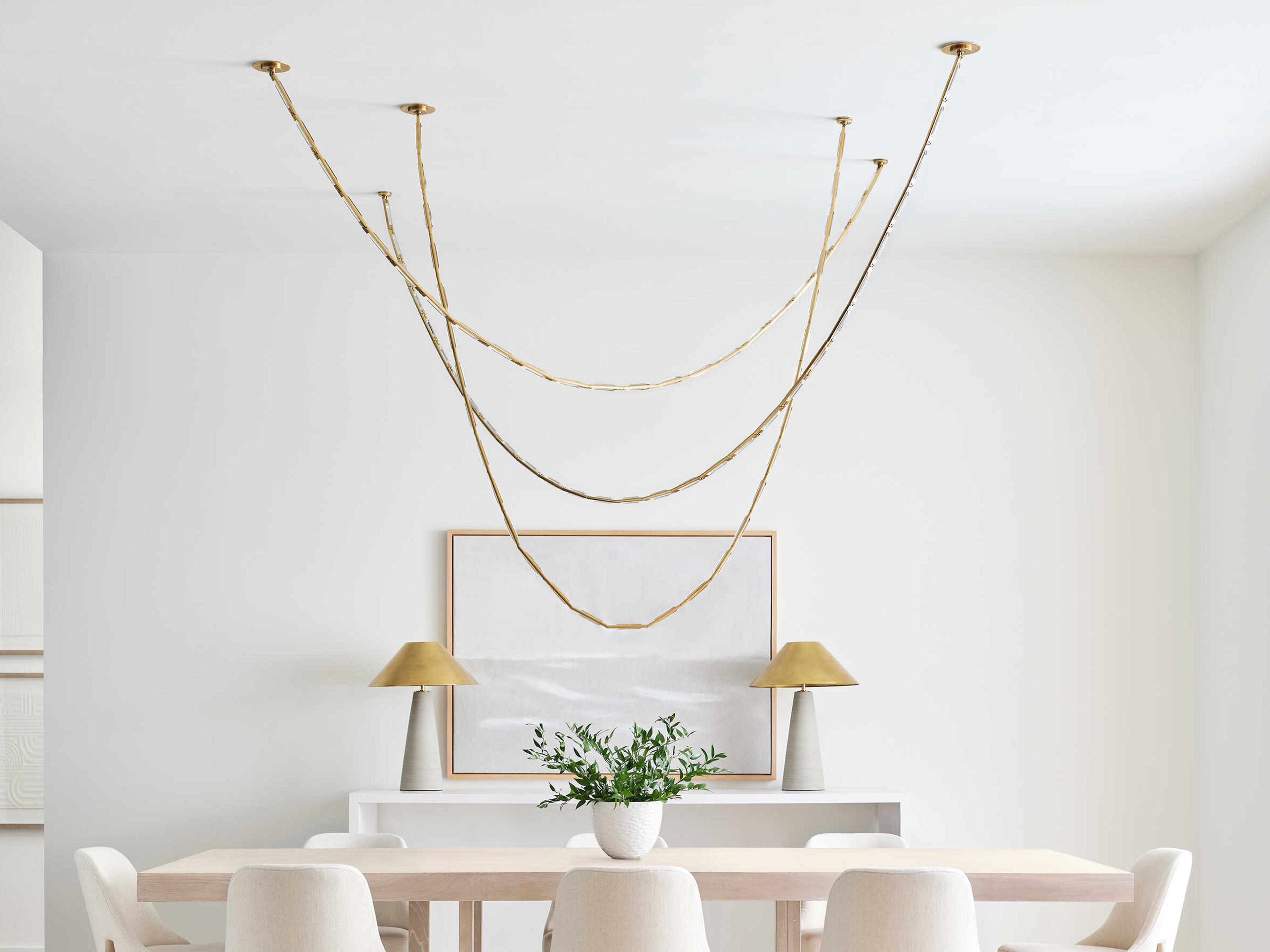 Visual Comfort Modern Catena 23-Light Hand Rubbed Antique Brass Linear Chandelier