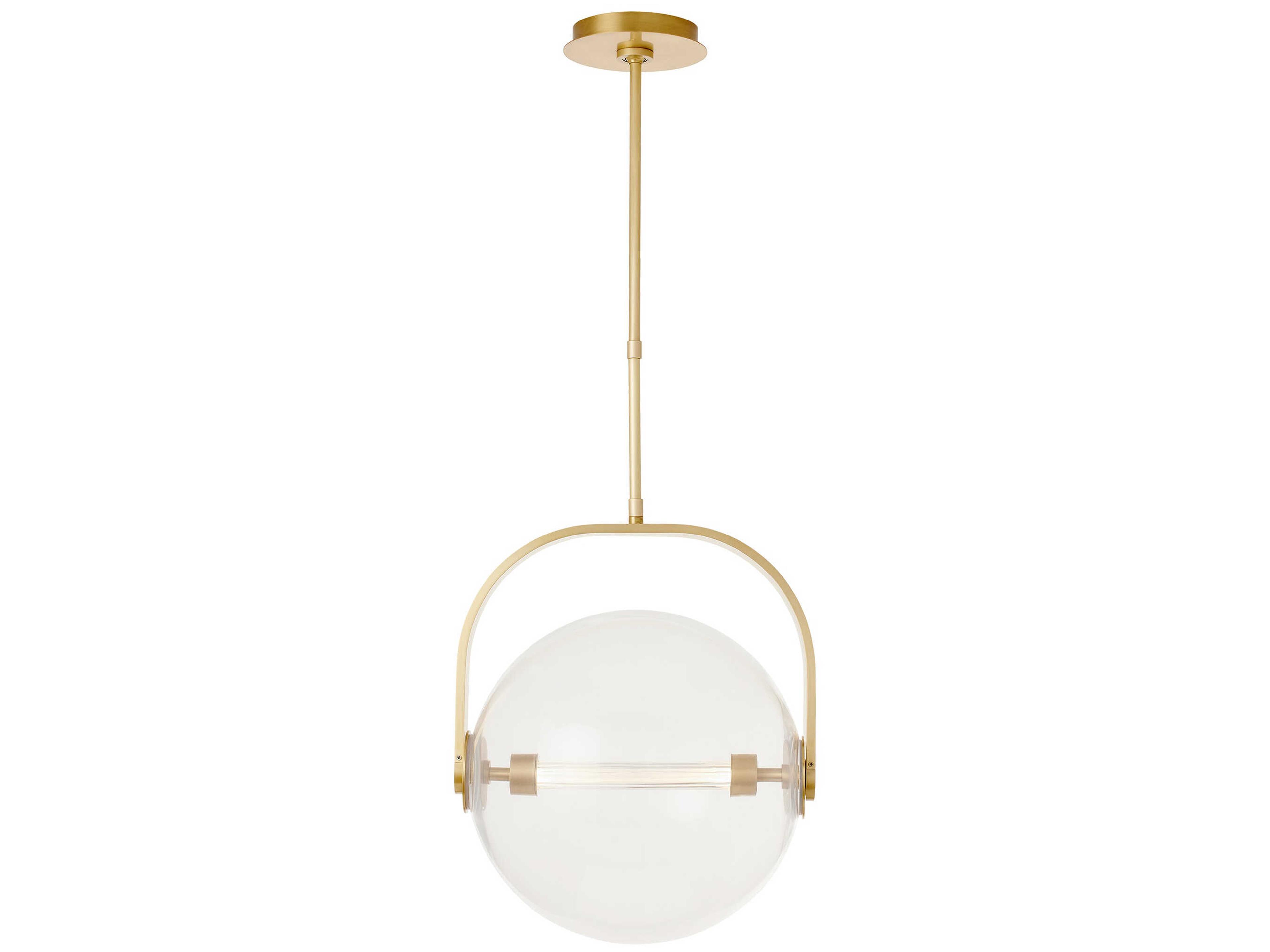 Fues LED Pendant Globe in Natural Brass