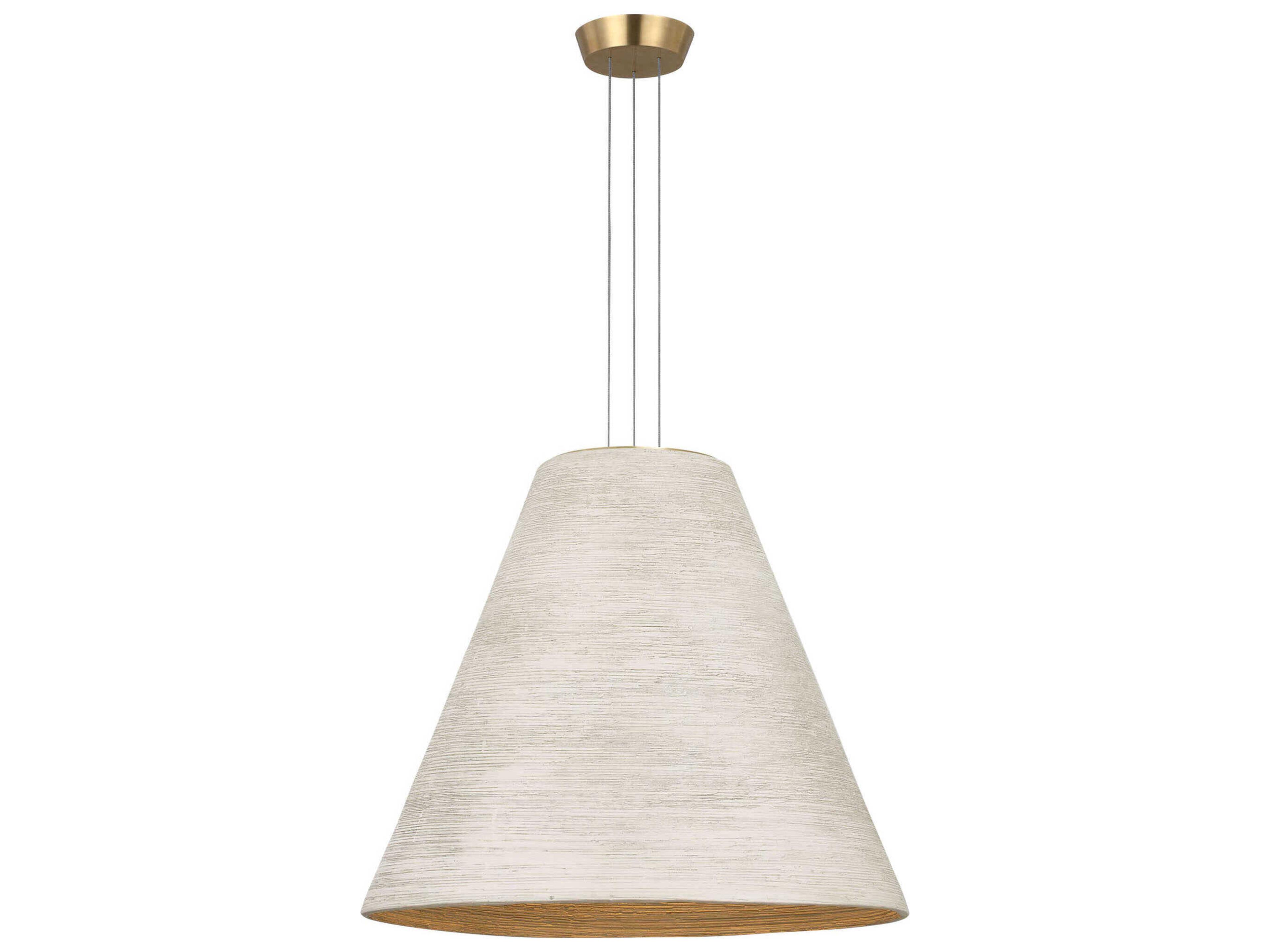 Visual Comfort Modern Karam 1-Light Cream Natural Brass White Empire Pendant
