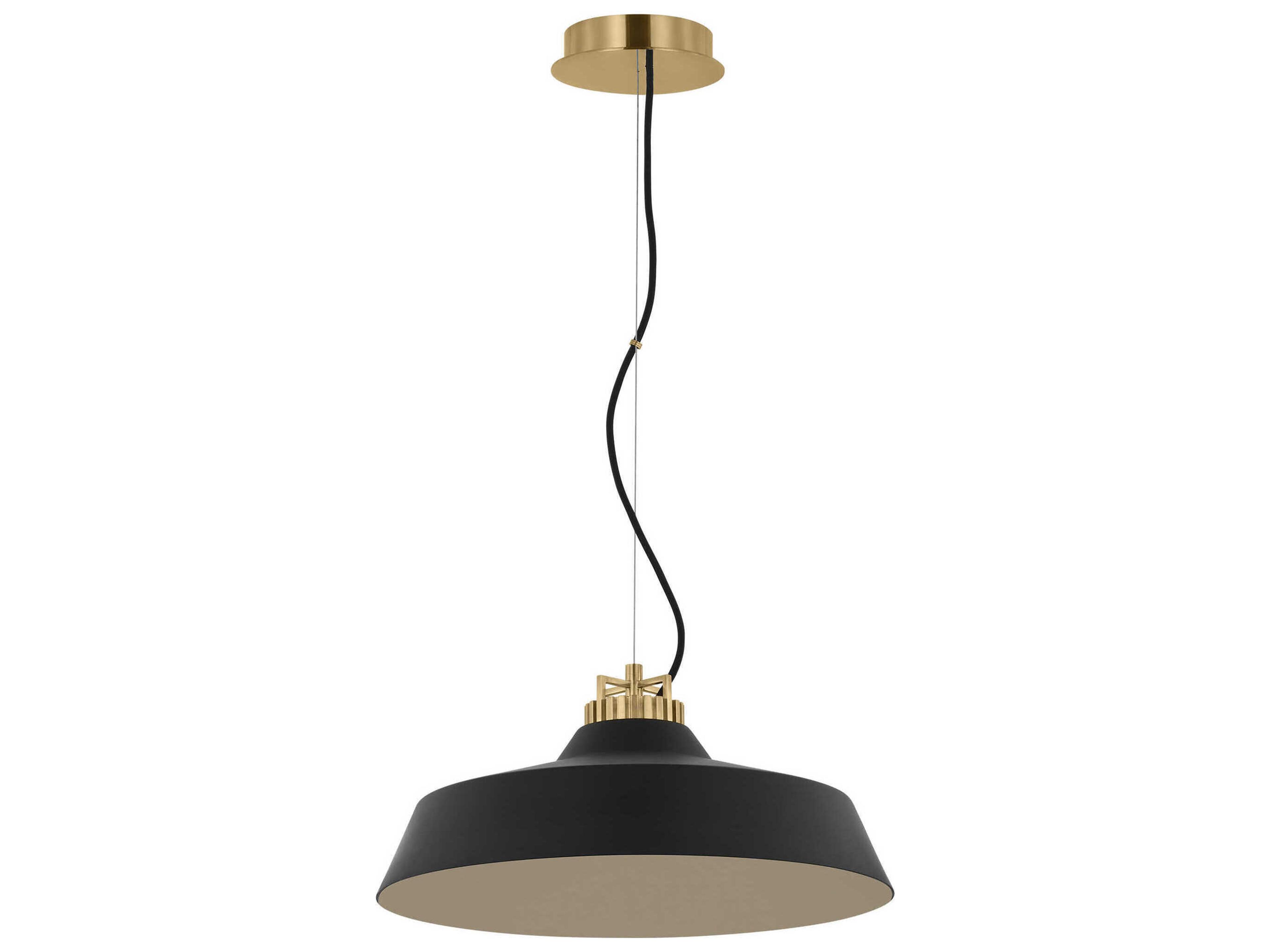 Visual Comfort Modern Forge 1-Light Black Natural Brass Pendant