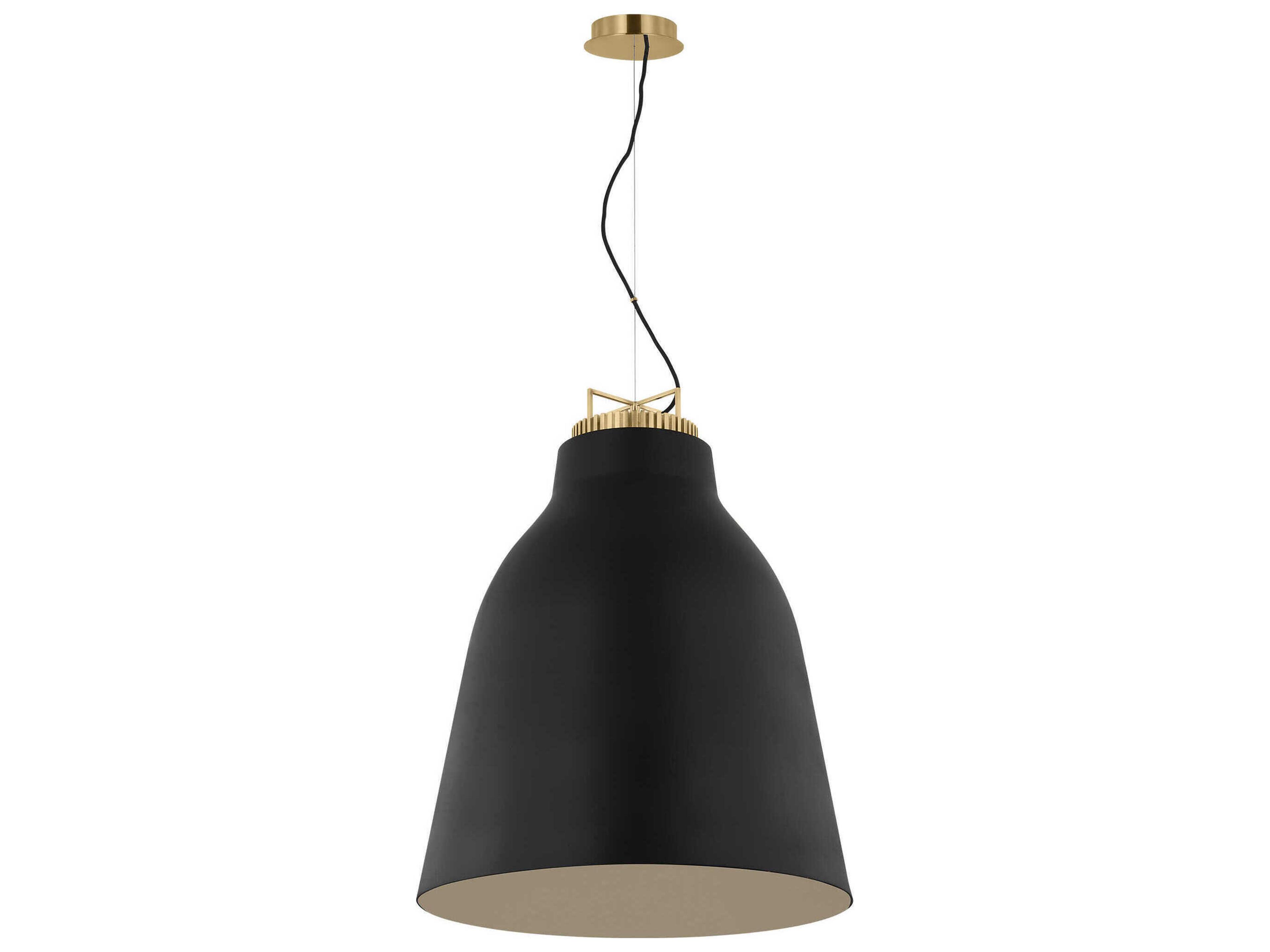 Visual Comfort Modern Forge 1-Light Black Natural Brass Pendant