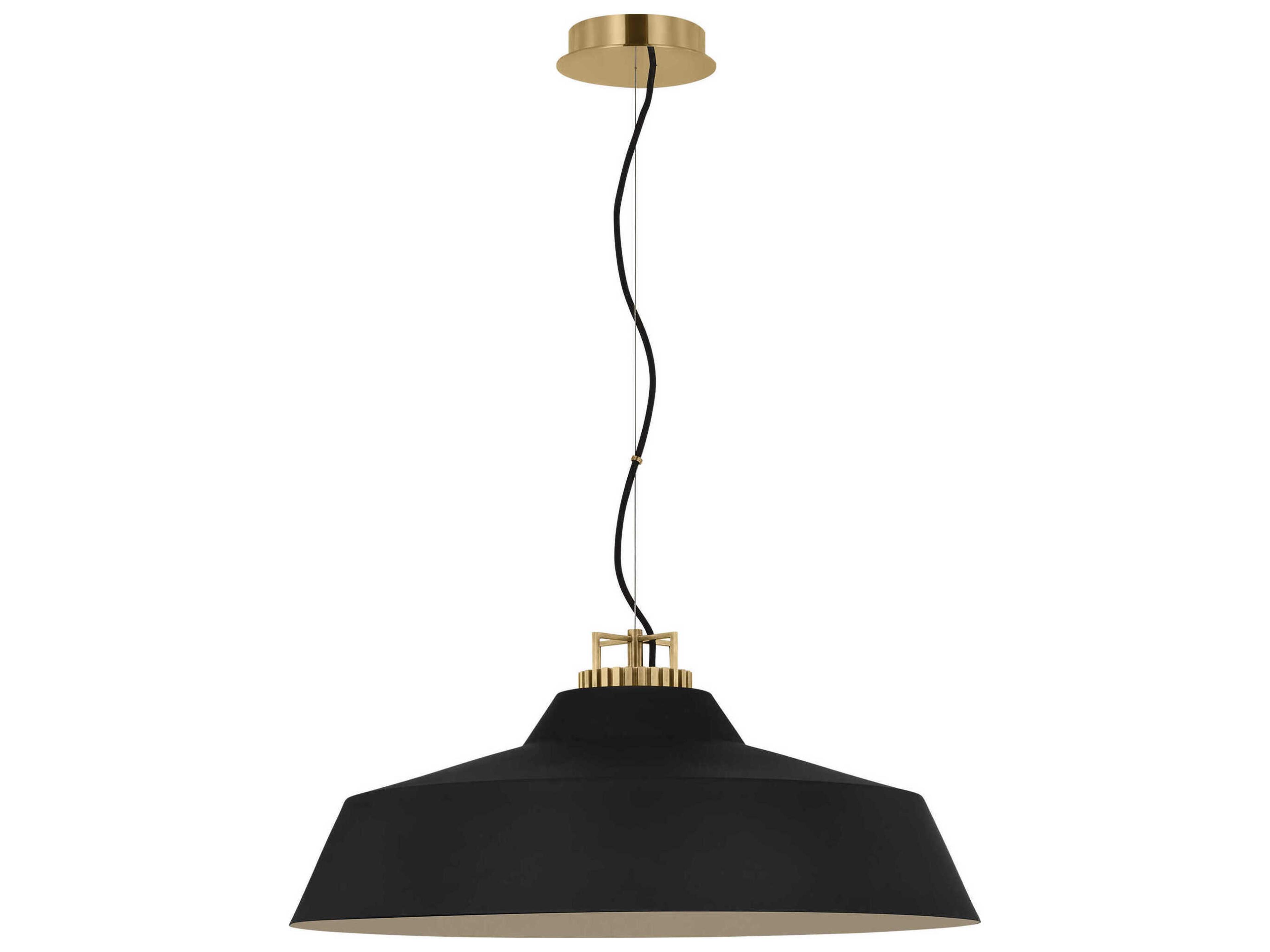 Visual Comfort Modern Forge 1-Light Black Natural Brass Pendant