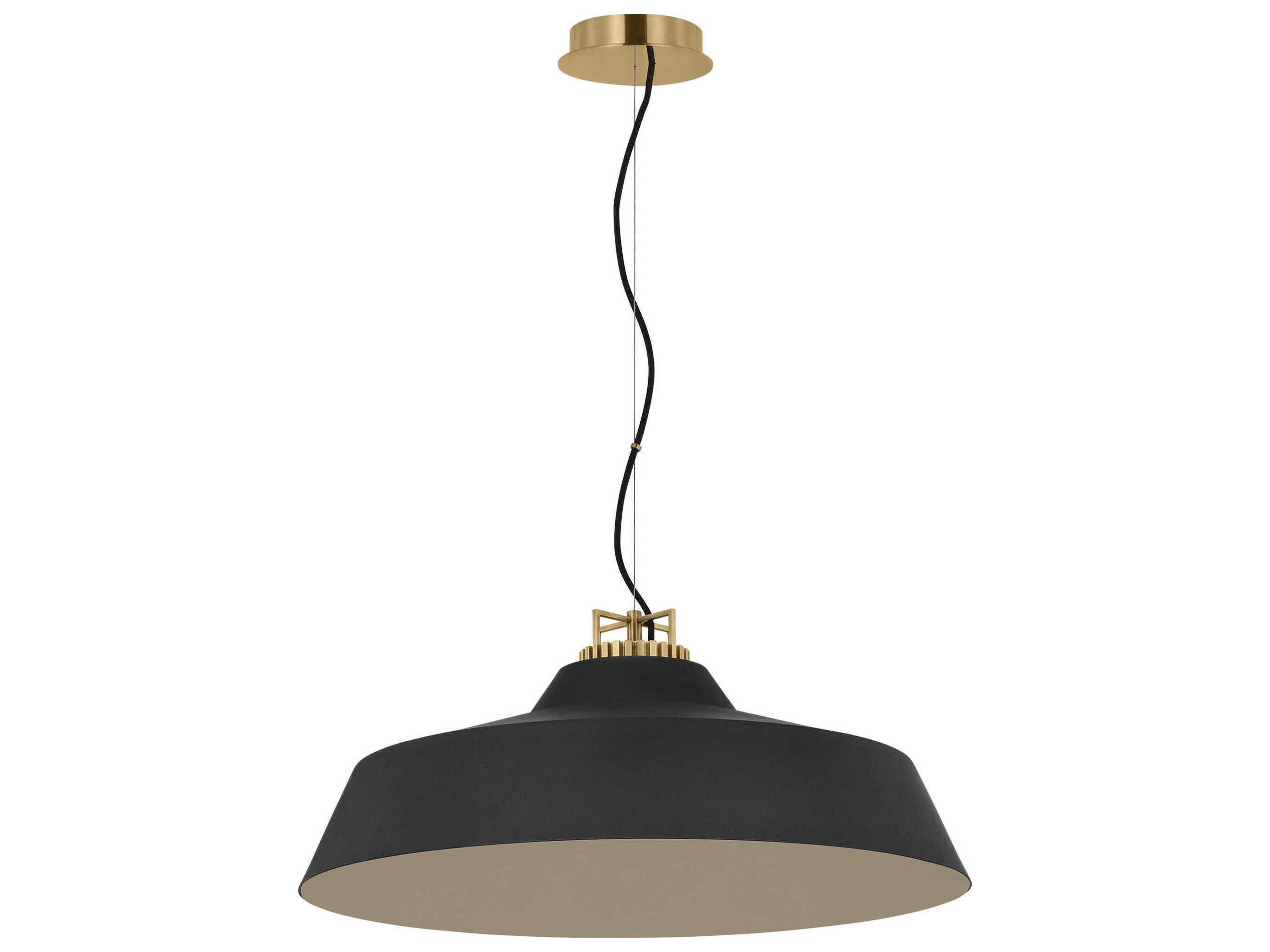 Visual Comfort Modern Forge 1-Light Black Natural Brass Pendant
