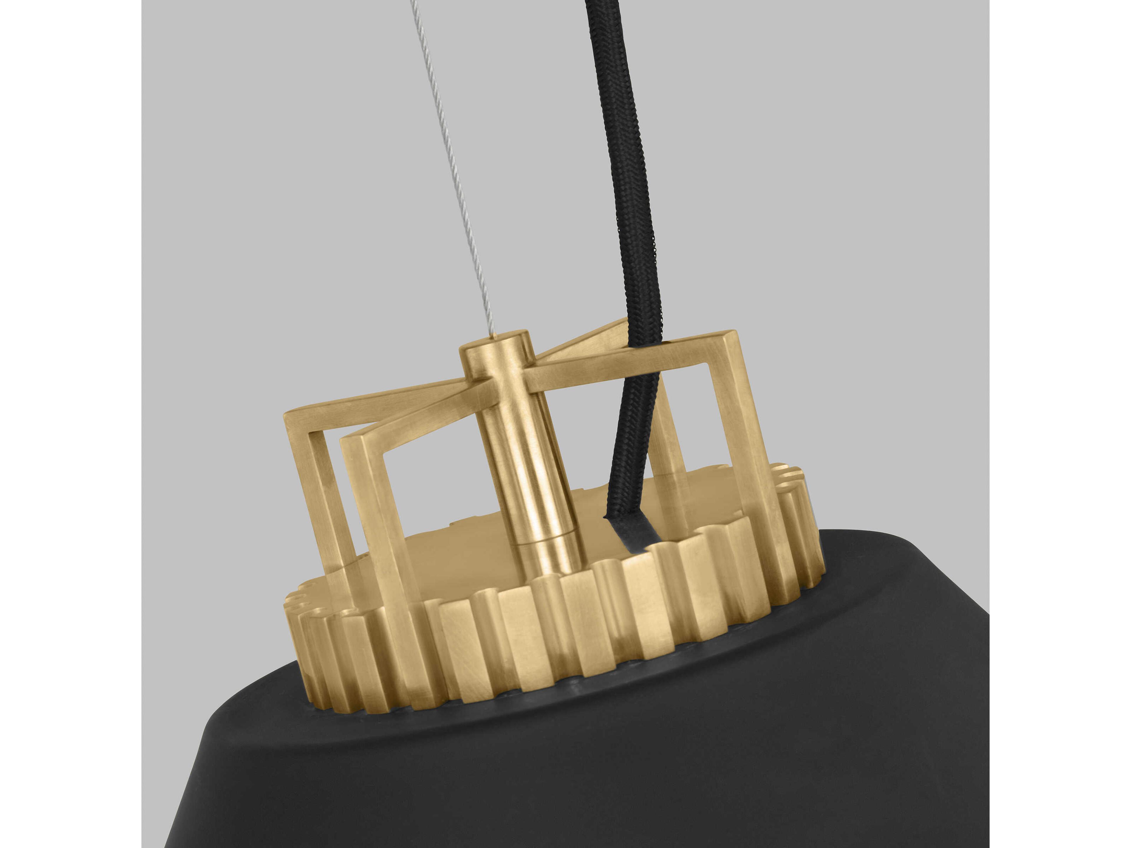 Visual Comfort Modern Forge 1-Light Black Natural Brass Pendant