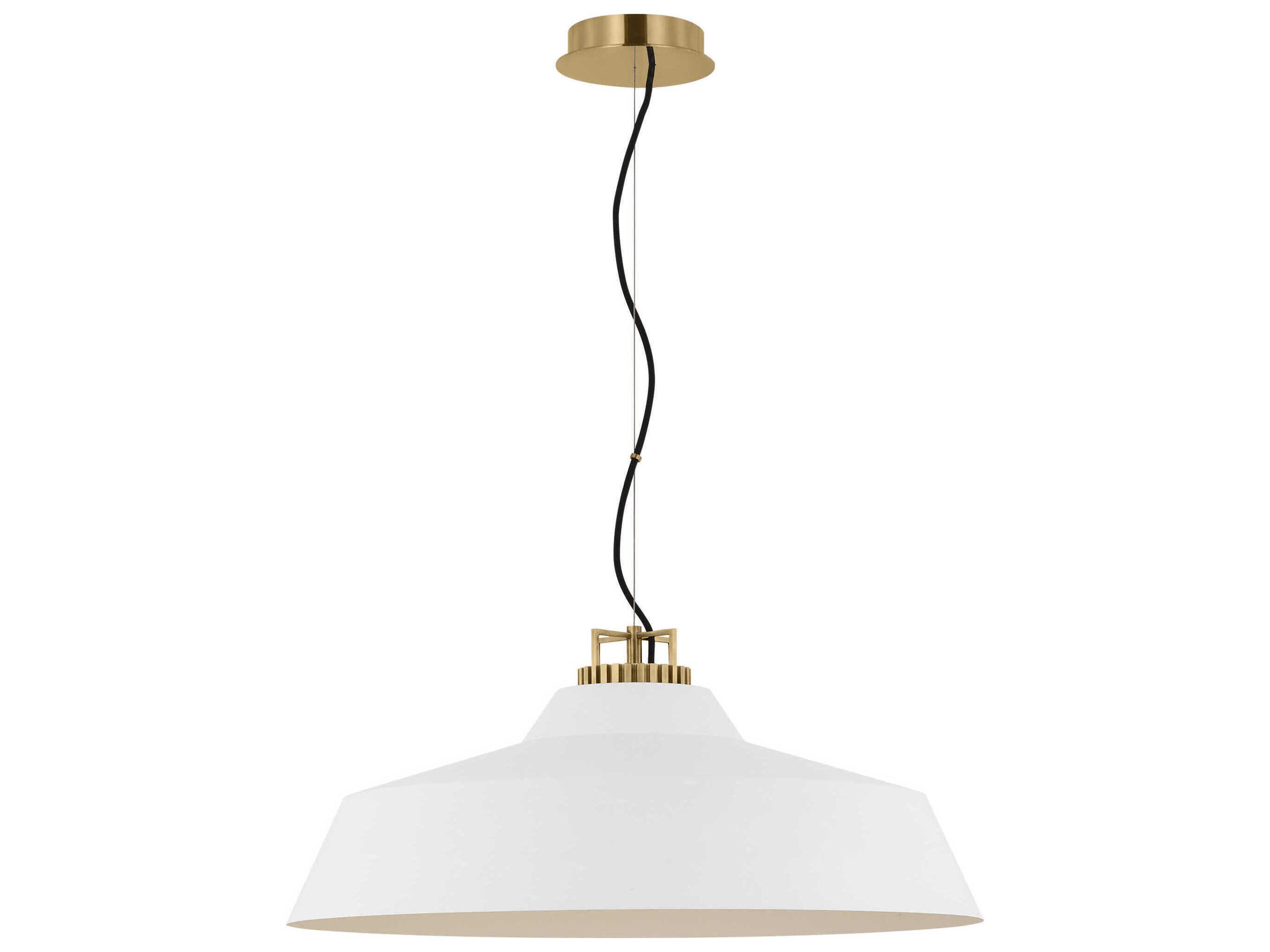 Visual Comfort Modern Forge 1-Light White Natural Brass Pendant