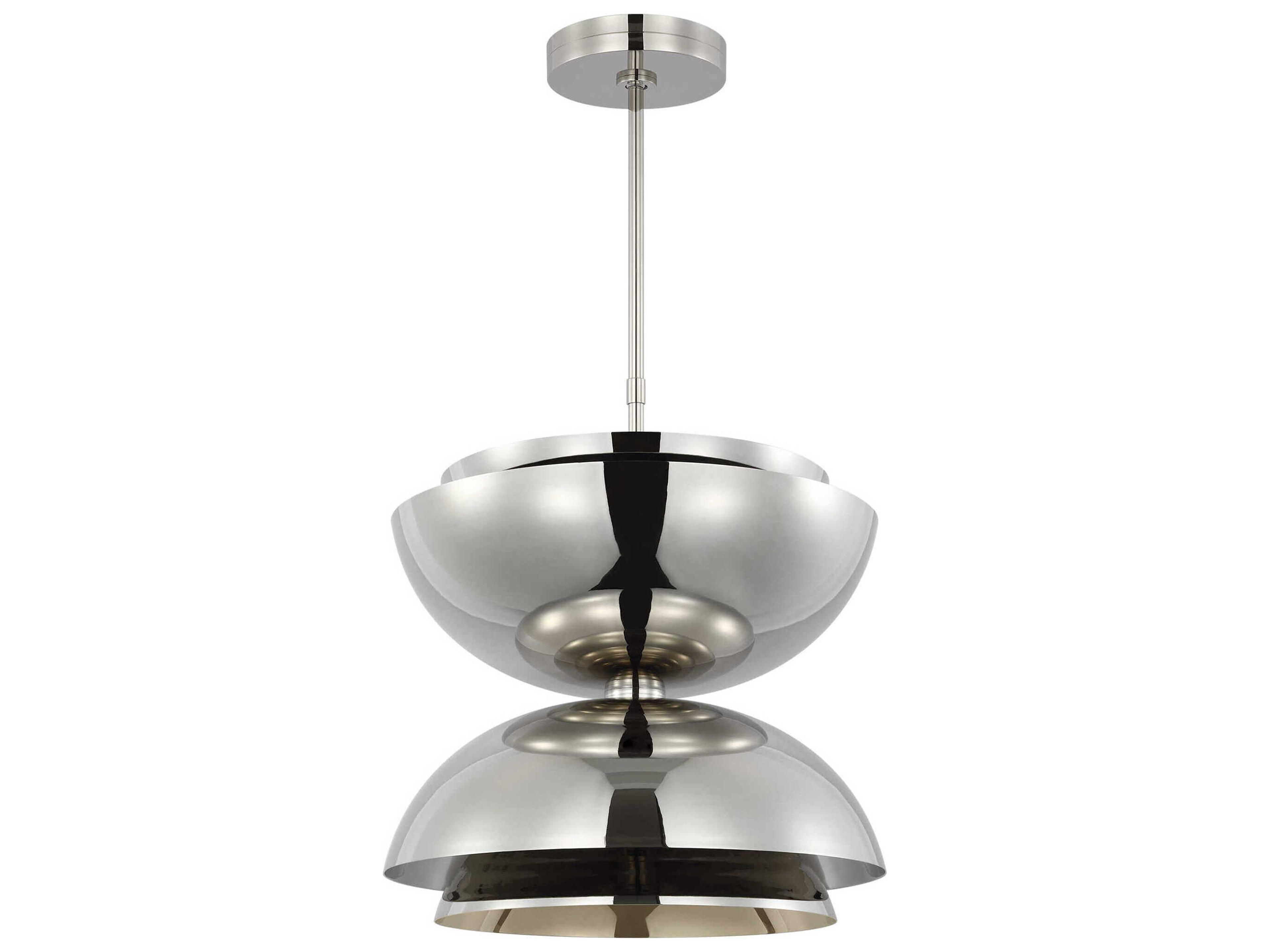 Visual Comfort Modern Shanti 2-Light Polished Nickel Dome Pendant