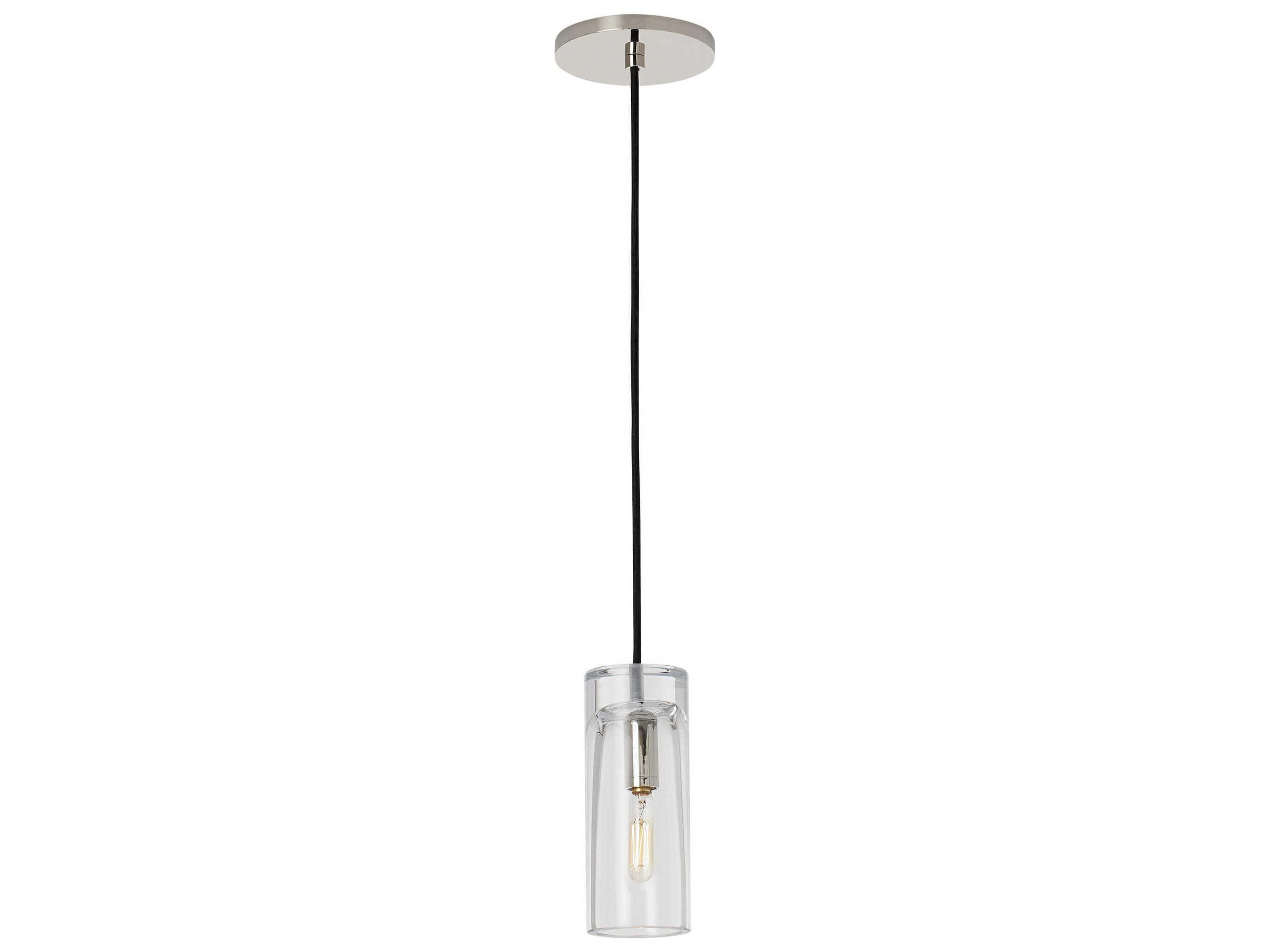 Visual Comfort Modern Horizon 1-Light Polished Nickel Cylinder Mini Pendant