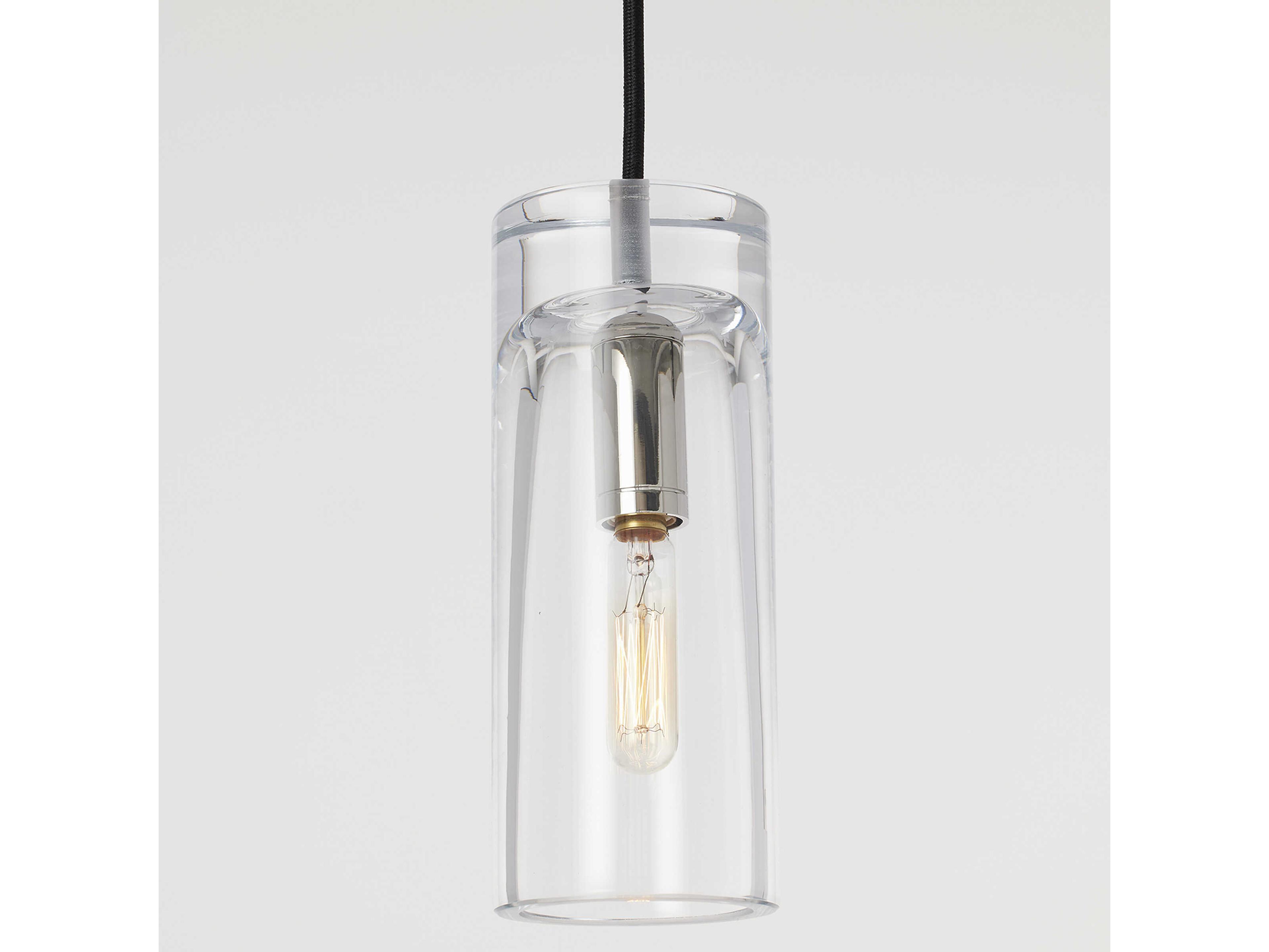 Visual Comfort Modern Horizon 1-Light Polished Nickel Cylinder Mini Pendant