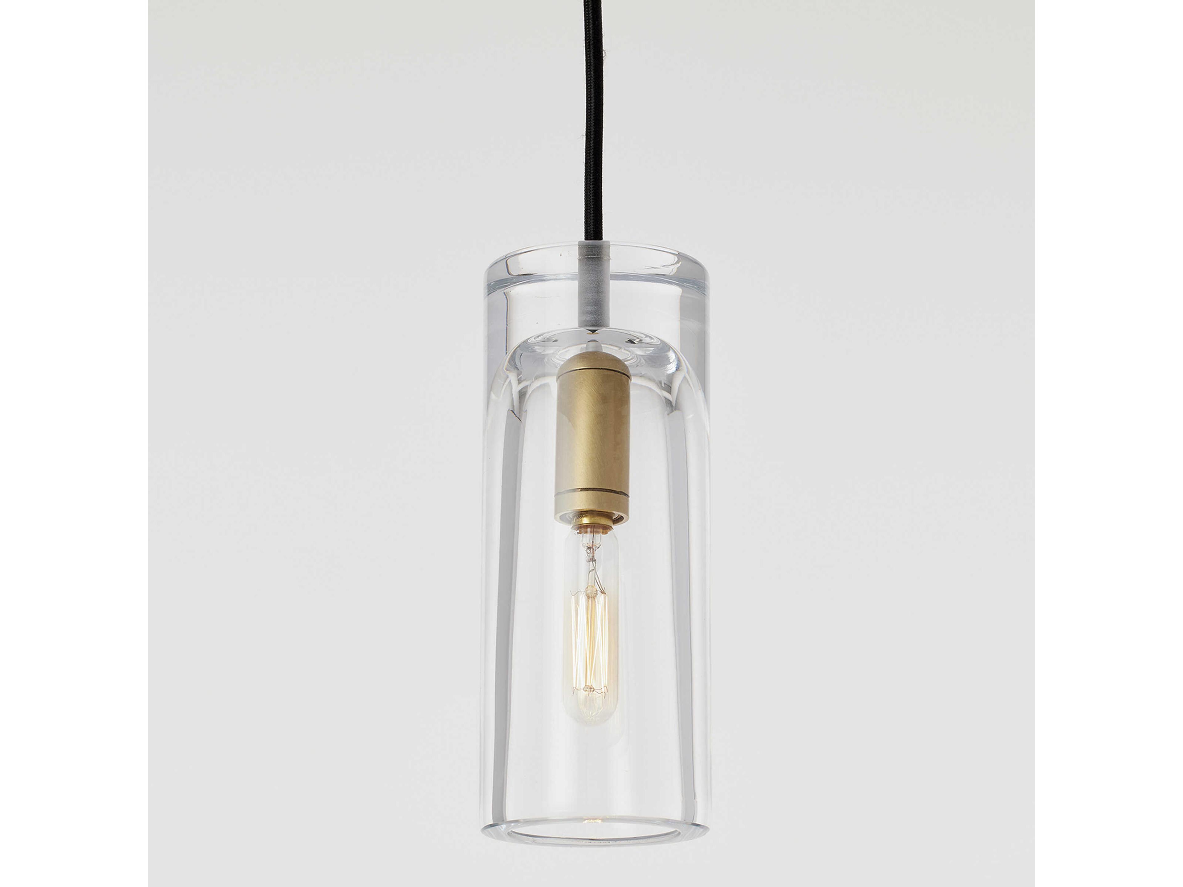 Visual Comfort Modern Horizon 1-Light Natural Brass Cylinder Mini Pendant