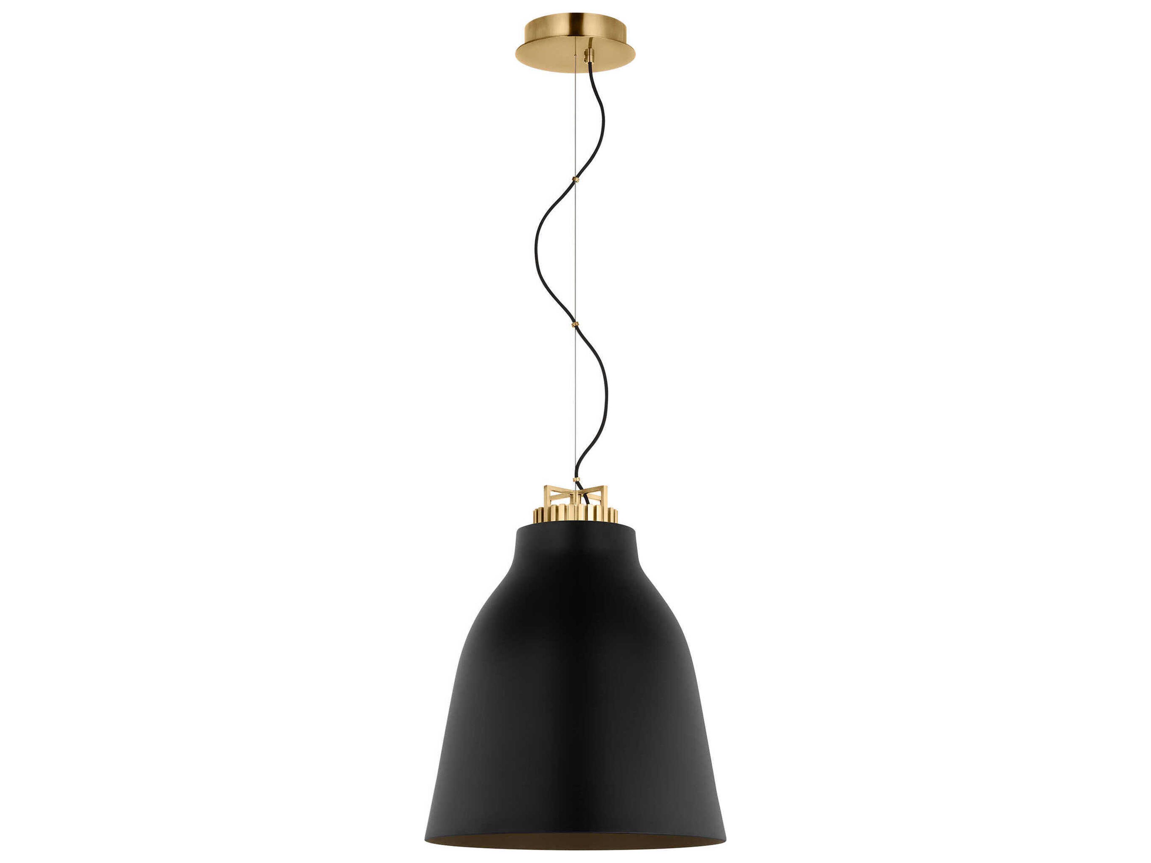 Visual Comfort Modern Forge 1-Light Black Natural Brass Pendant