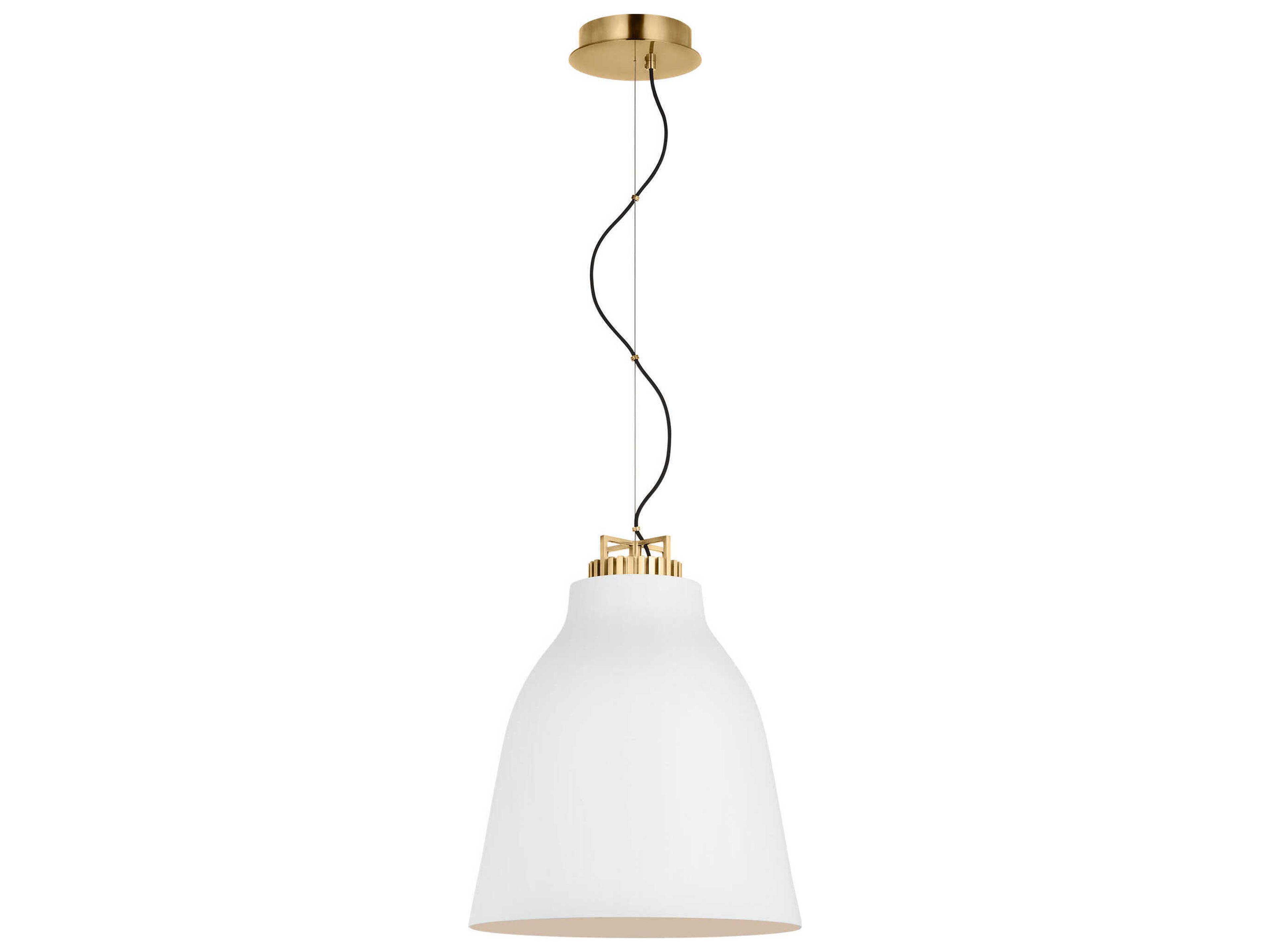 Visual Comfort Modern Forge 1-Light White Natural Brass Pendant