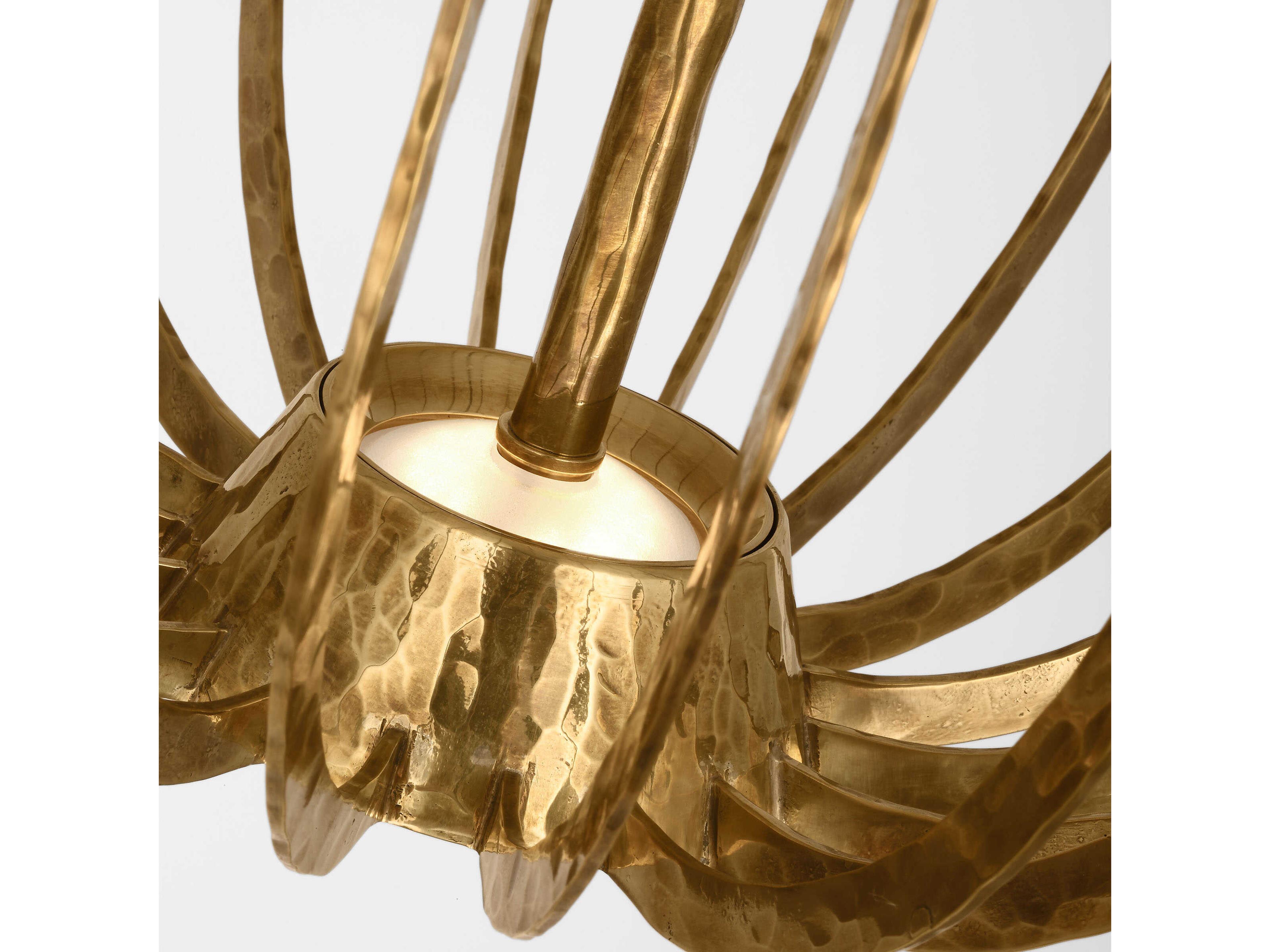 Visual Comfort Modern Sanchi 2-Light Polished Antique Brass Geometric Pendant