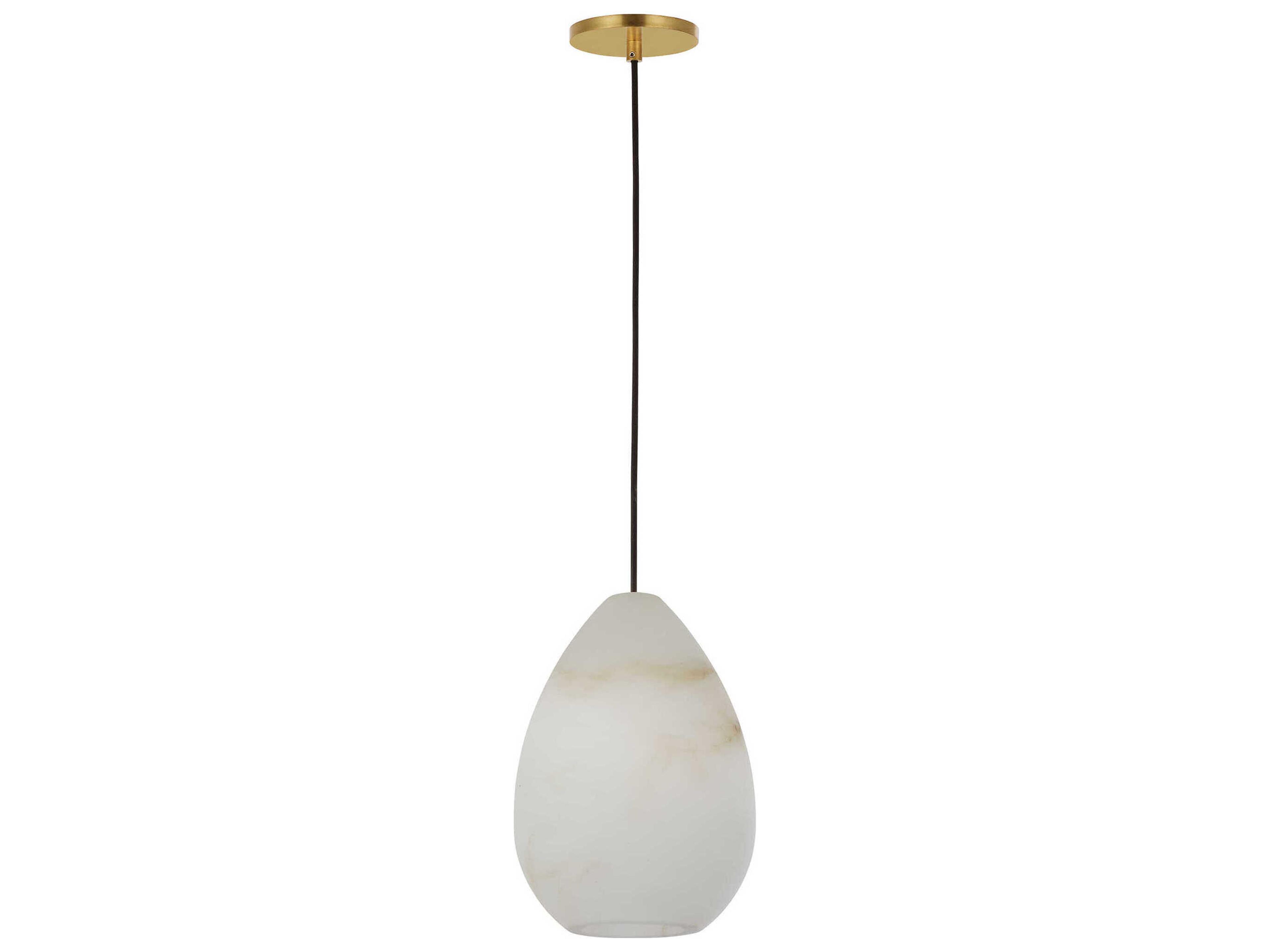 Visual Comfort Modern Alina 1-Light Hand Rubbed Antique Brass White Mini Pendant