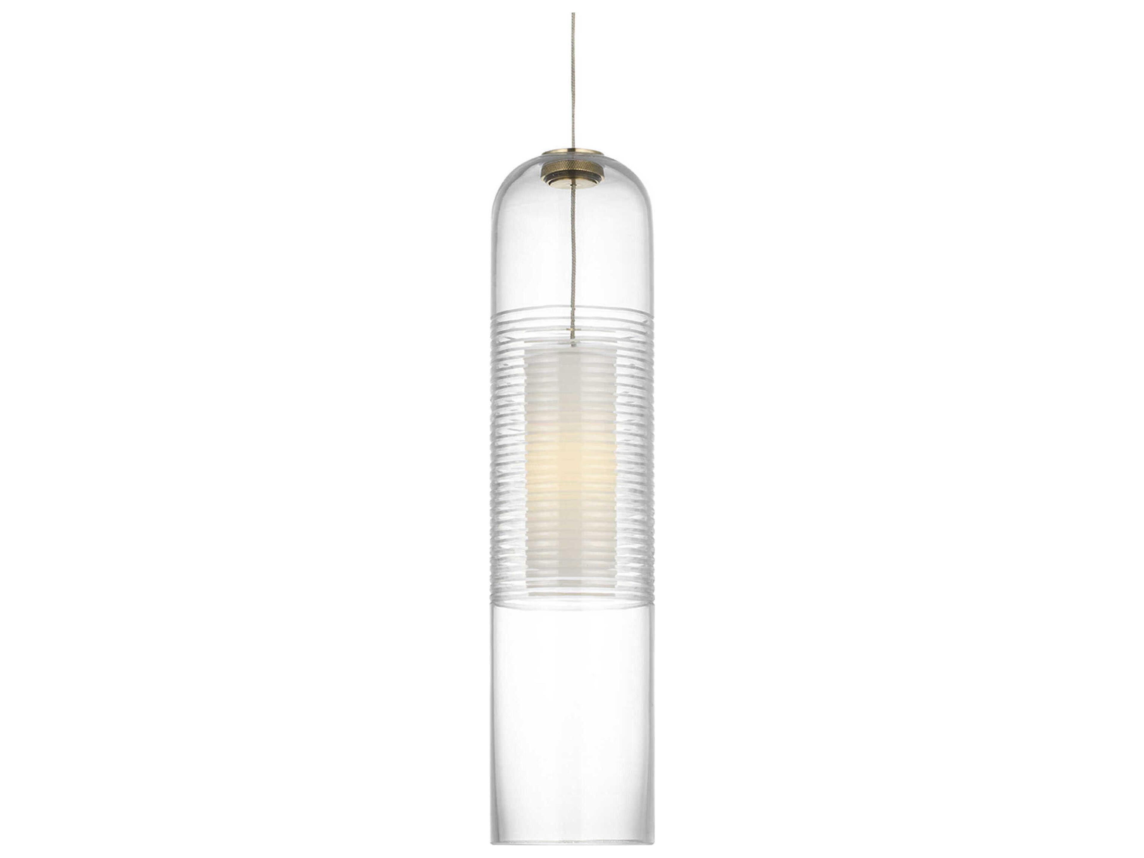 Visual Comfort Modern Leano 1-Light Brass Cylinder Mini Pendant