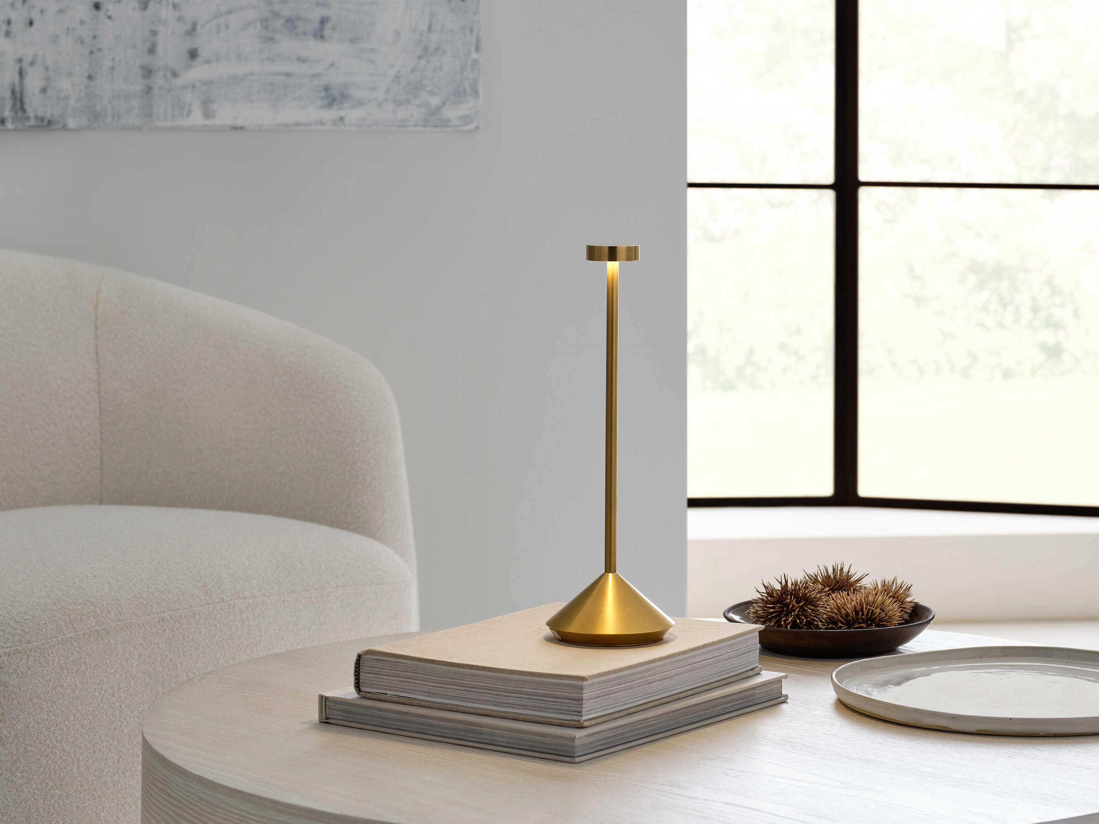 Visual Comfort Modern Moneta Natural Brass Table Lamp