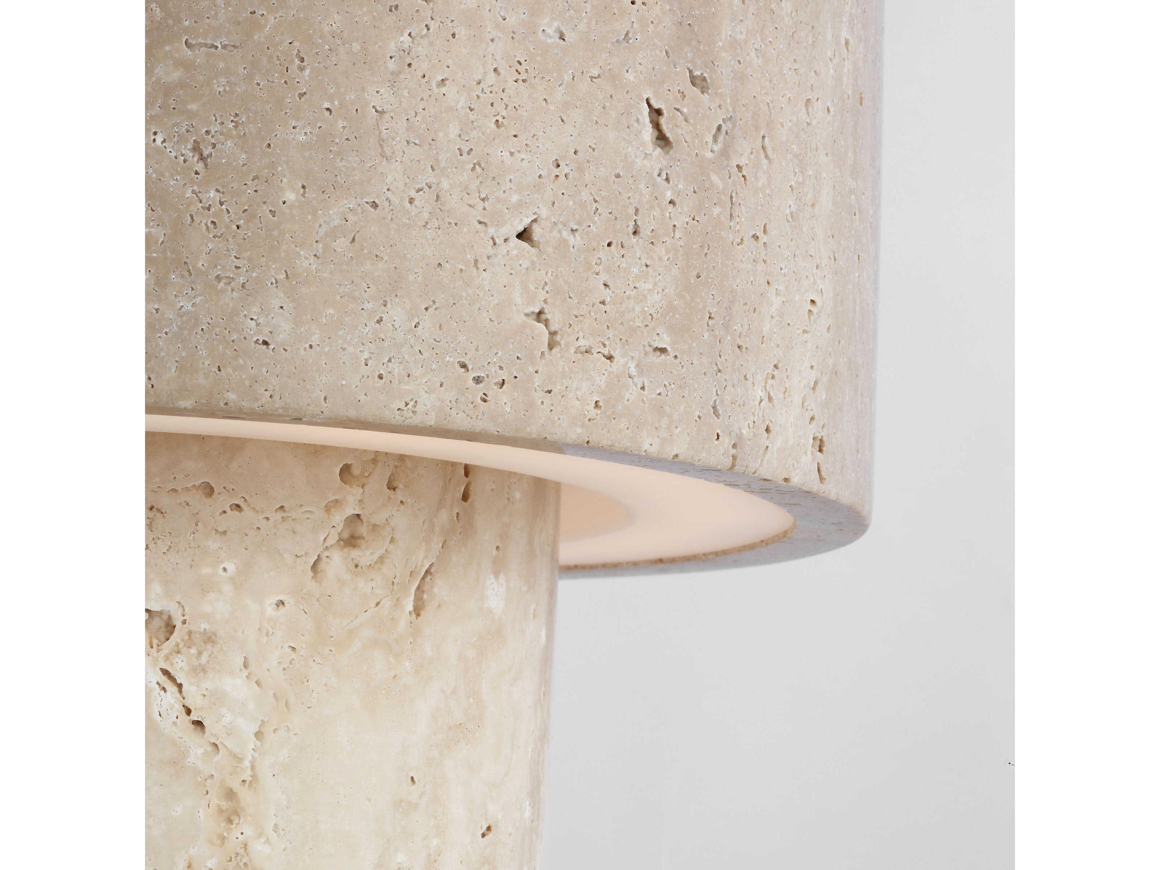 Visual Comfort Modern Kennett Natural Travertine Off White Table Lamp