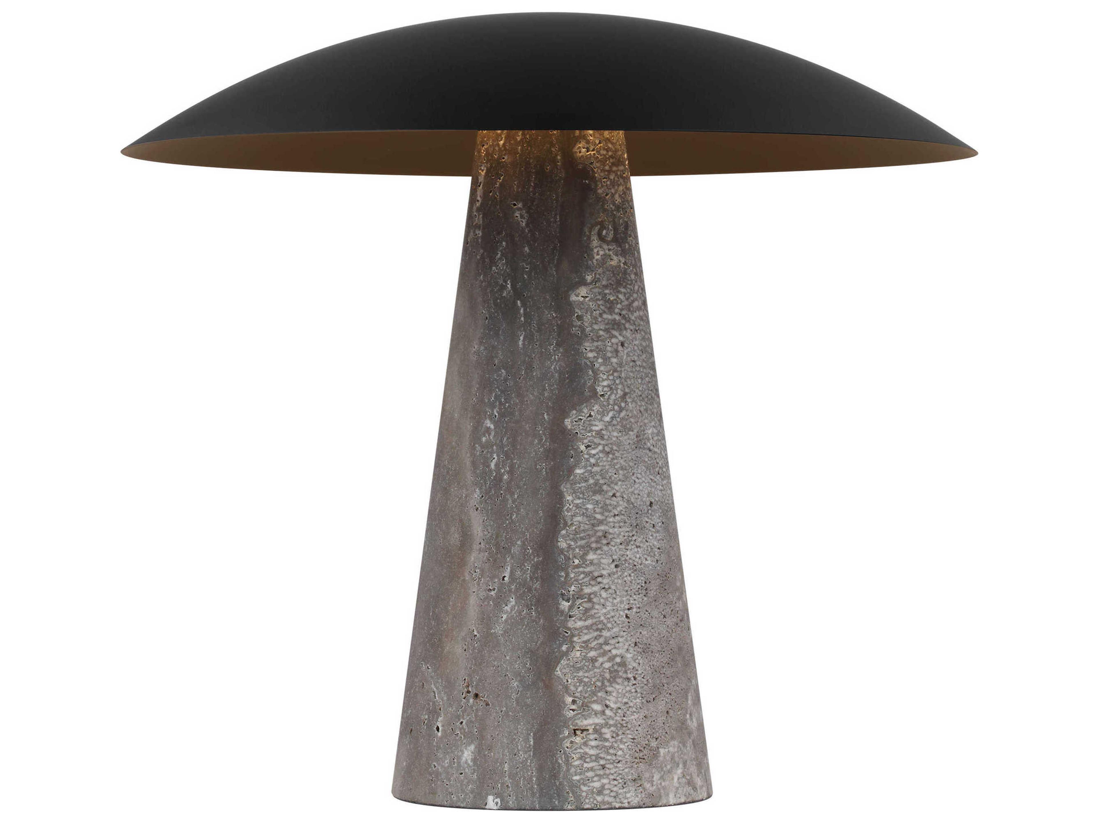 Visual Comfort Modern Aegis Dark Bronze dark Travertine Table Lamp