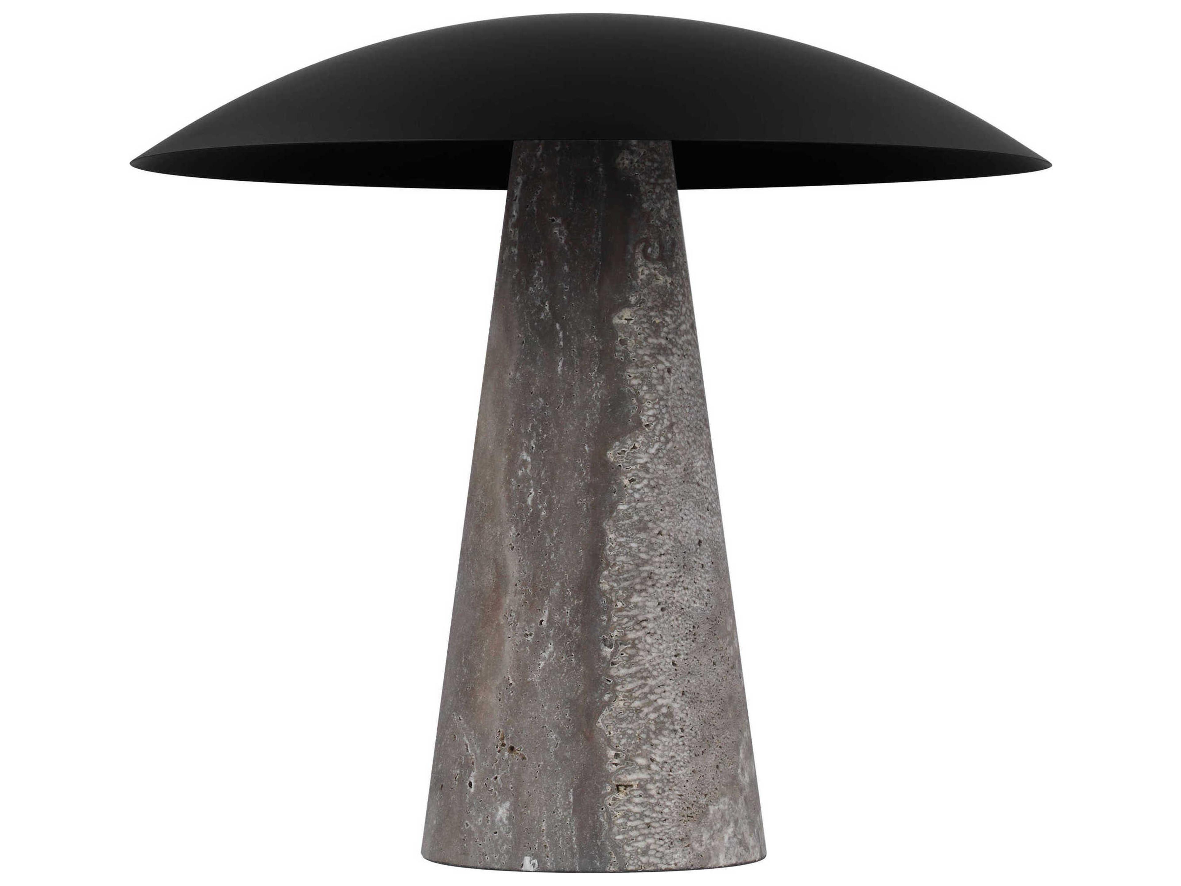 Visual Comfort Modern Aegis Dark Bronze dark Travertine Table Lamp