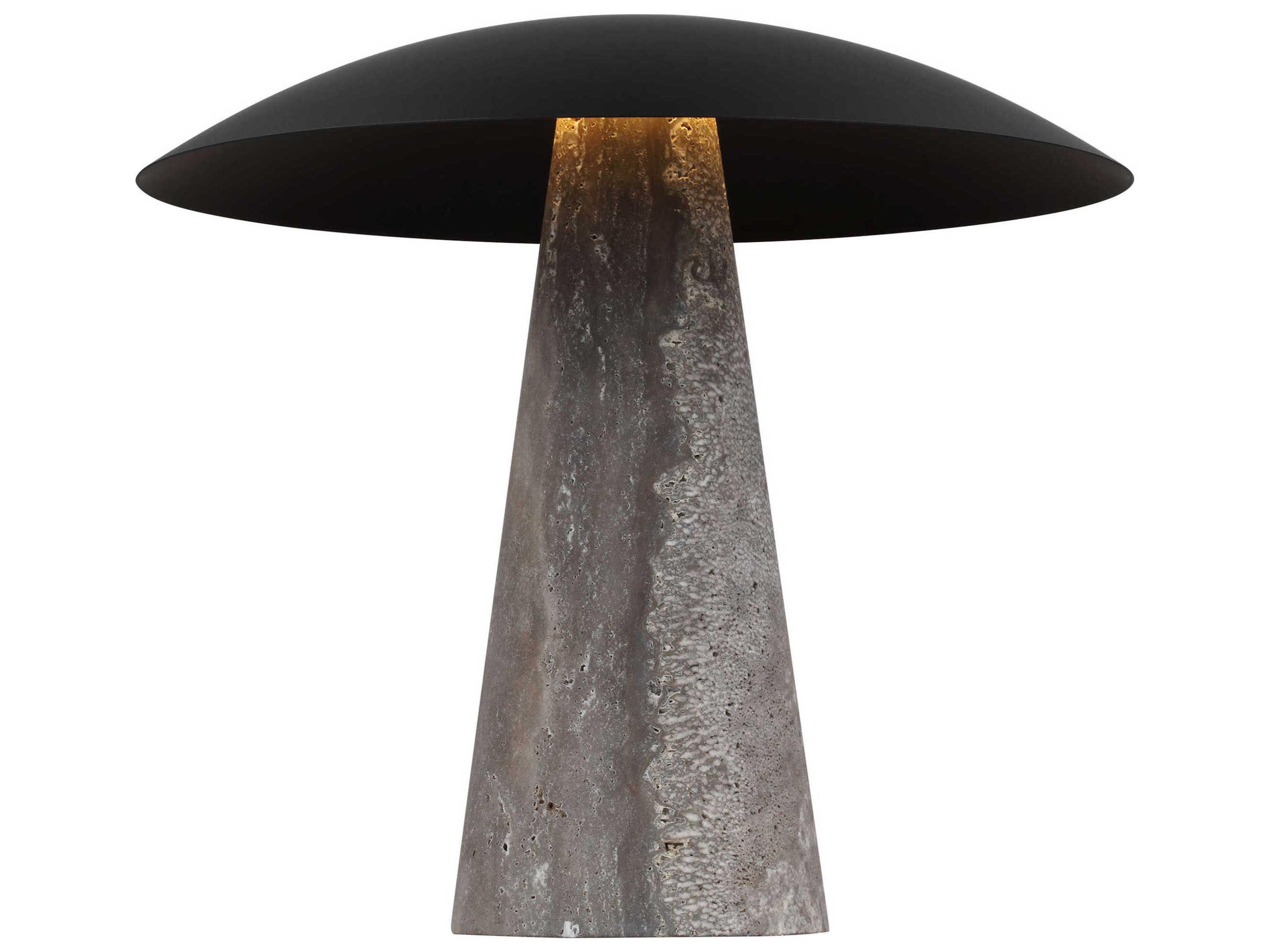 Visual Comfort Modern Aegis Dark Bronze dark Travertine Table Lamp